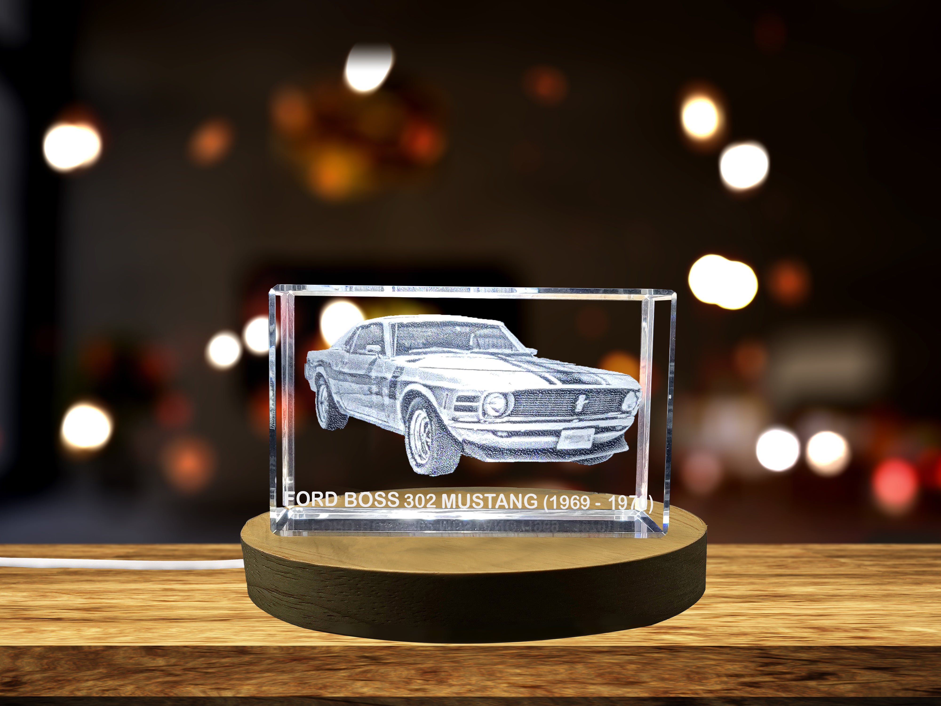 Muscle Car Legend: Ford Boss 302 Mustang (1969–1970) - 3D Engraved Crystal Tribute A&B Crystal Collection