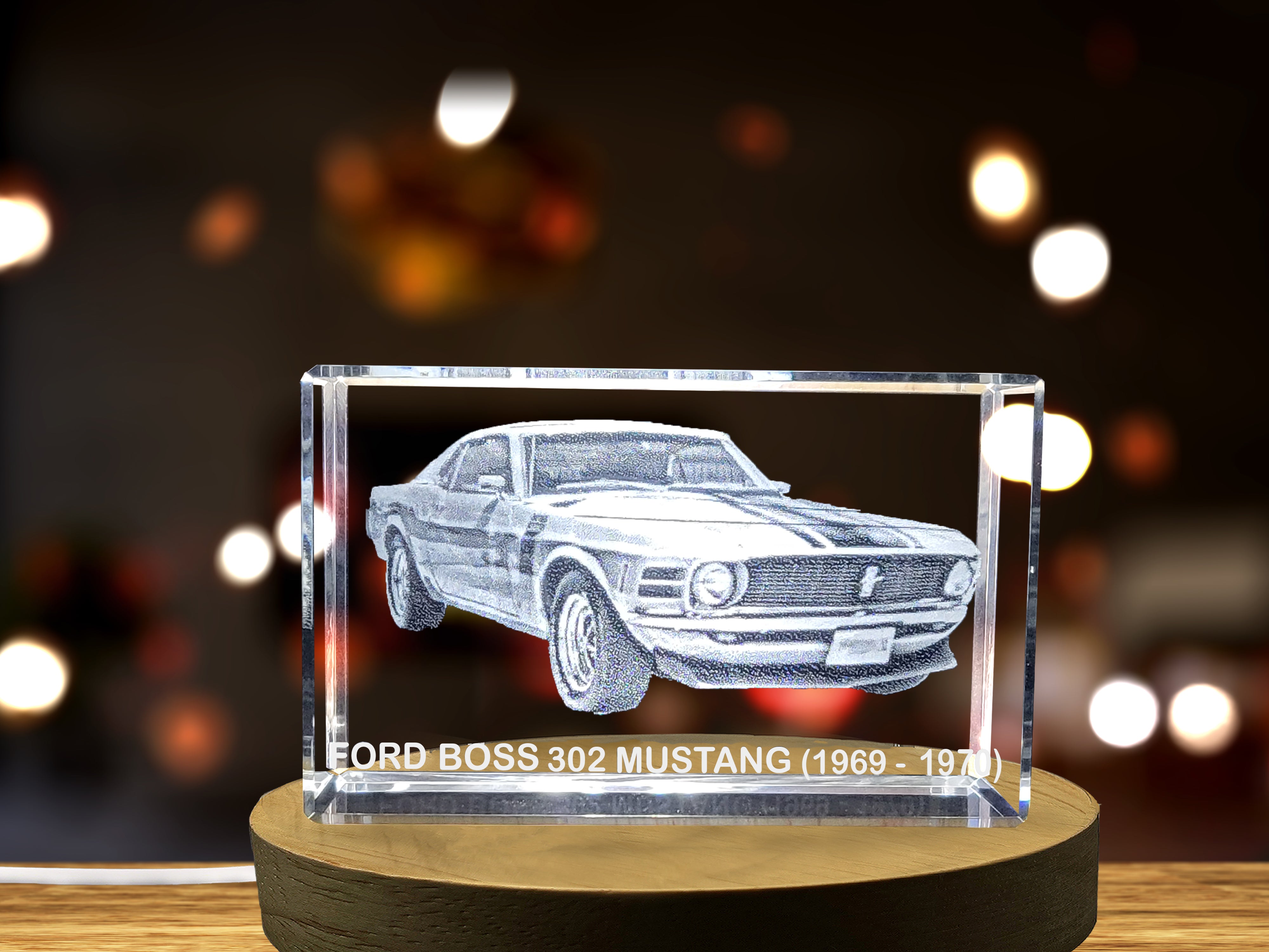 Muscle Car Legend: Ford Boss 302 Mustang (1969–1970) - 3D Engraved Crystal Tribute A&B Crystal Collection