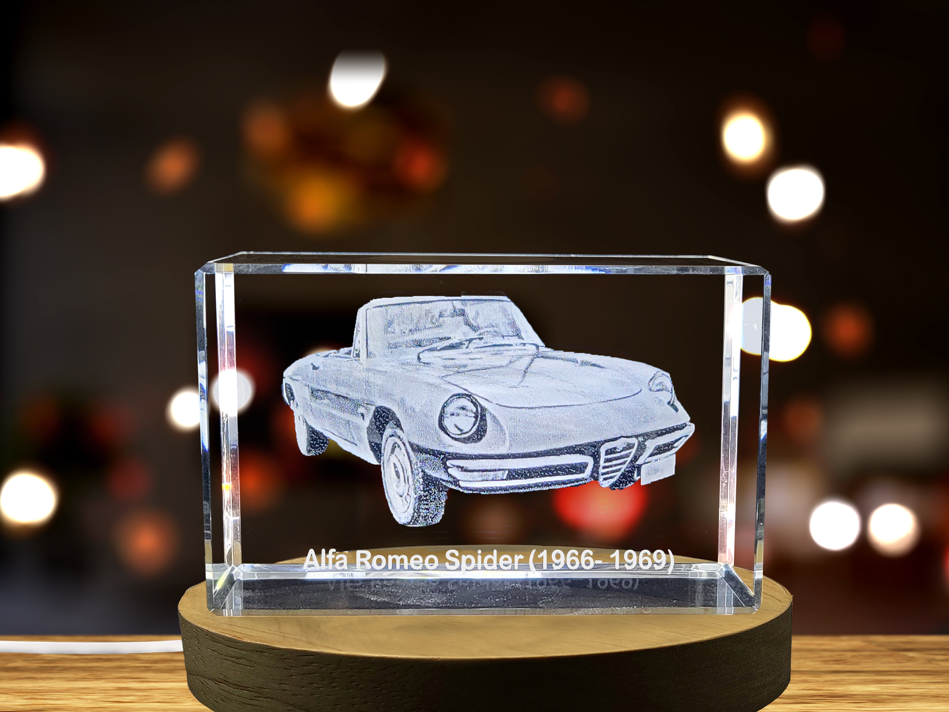 Italian Beauty: Alfa Romeo Spider (1966–1969) - 3D Engraved Crystal Tribute A&B Crystal Collection