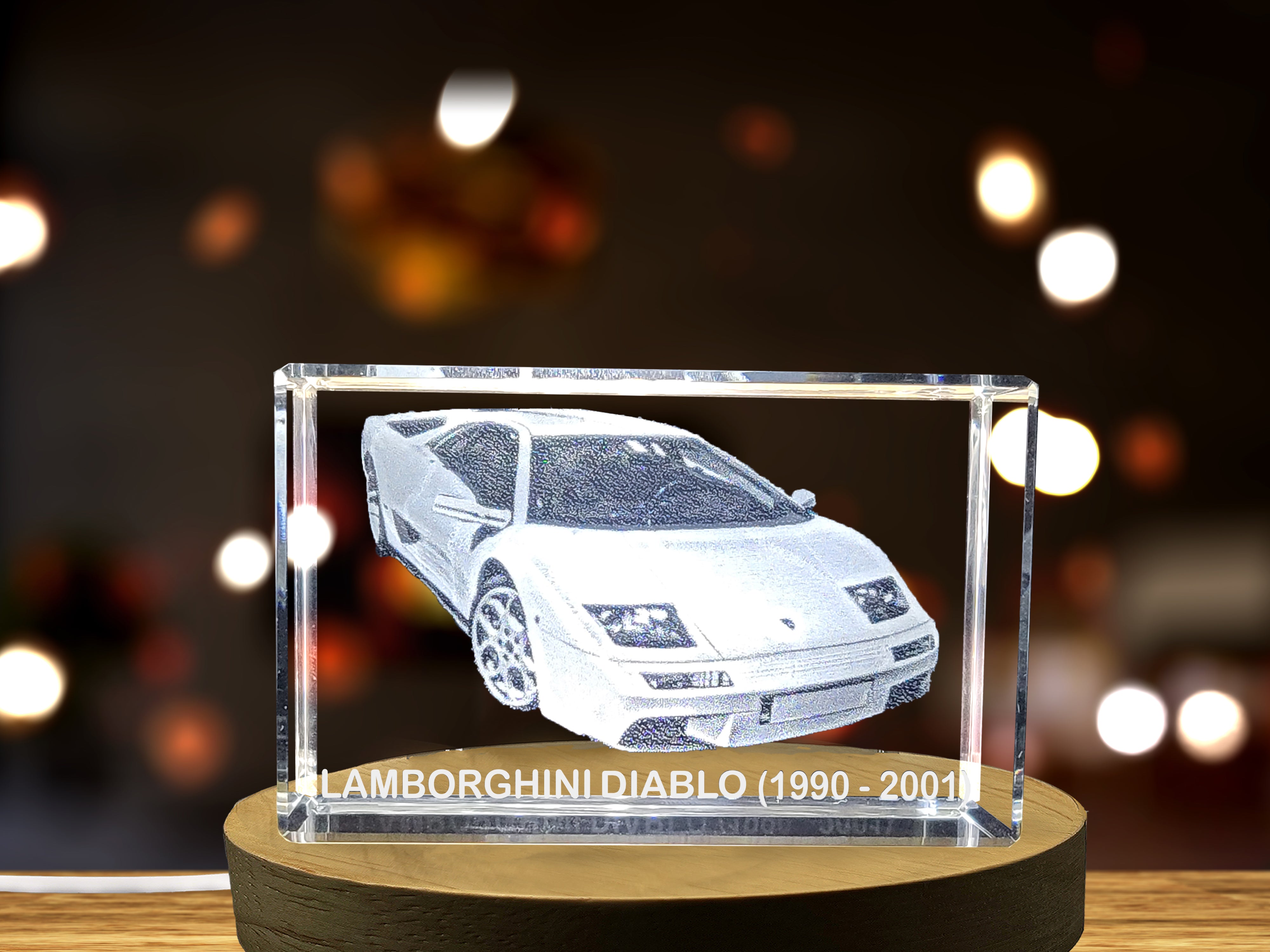 Italian Masterpiece: Lamborghini Diablo (1990–2001) - 3D Engraved Crystal Tribute A&B Crystal Collection