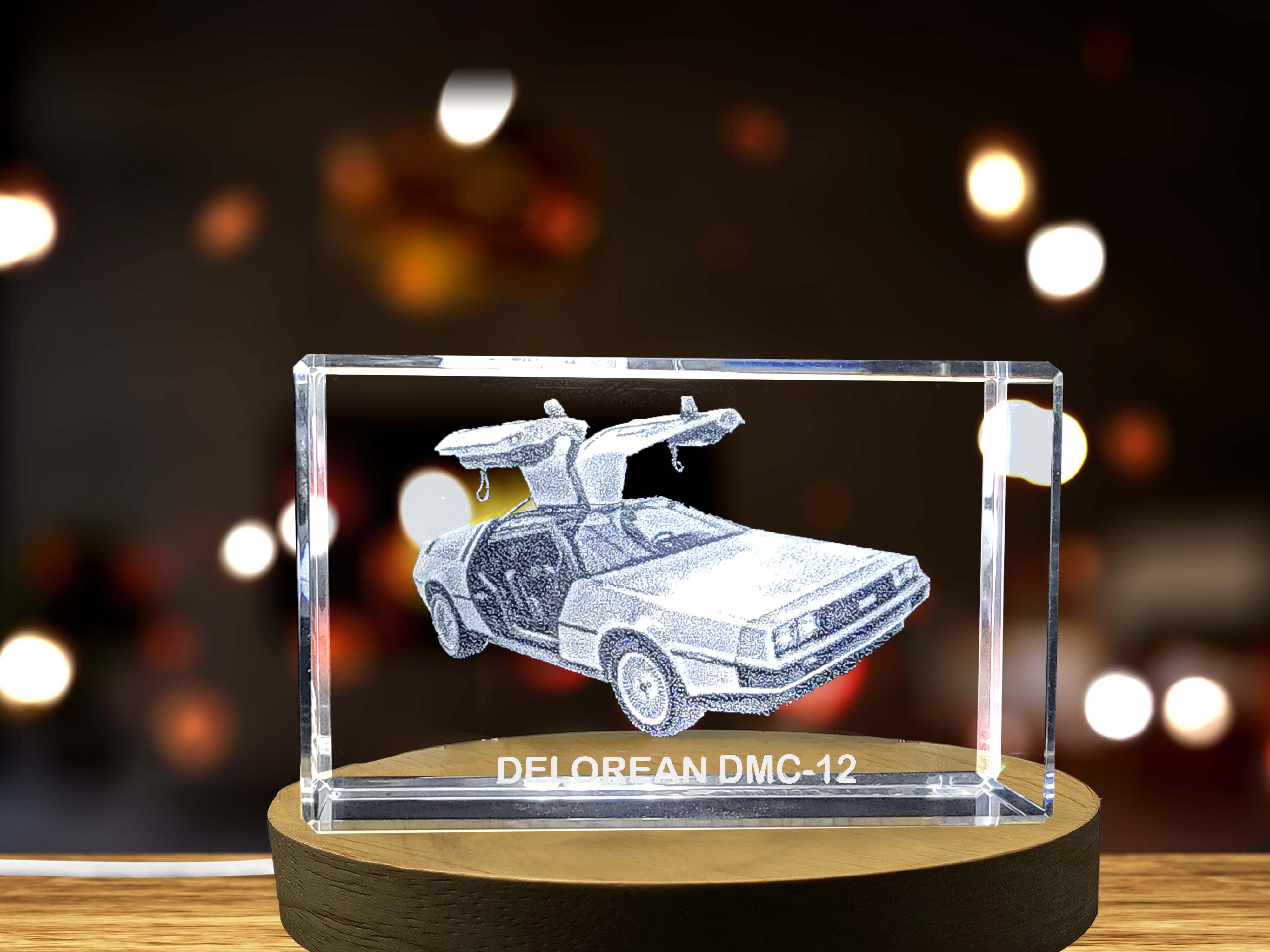 Timeless Icon: DeLorean DMC-12 - 3D Engraved Crystal Tribute A&B Crystal Collection