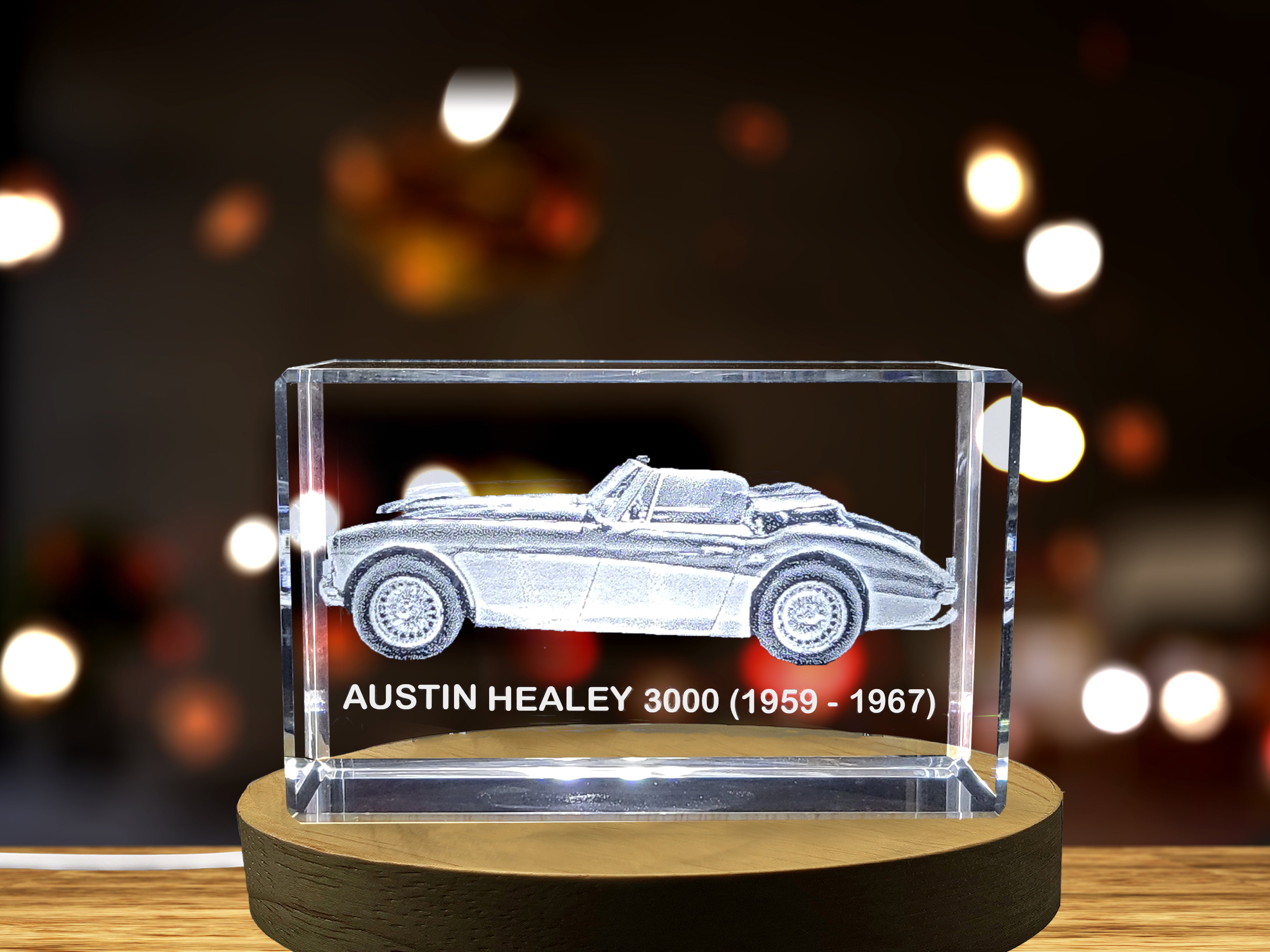 Classic British Heritage: Austin-Healey 3000 (1959–1967) - 3D Engraved Crystal Tribute A&B Crystal Collection