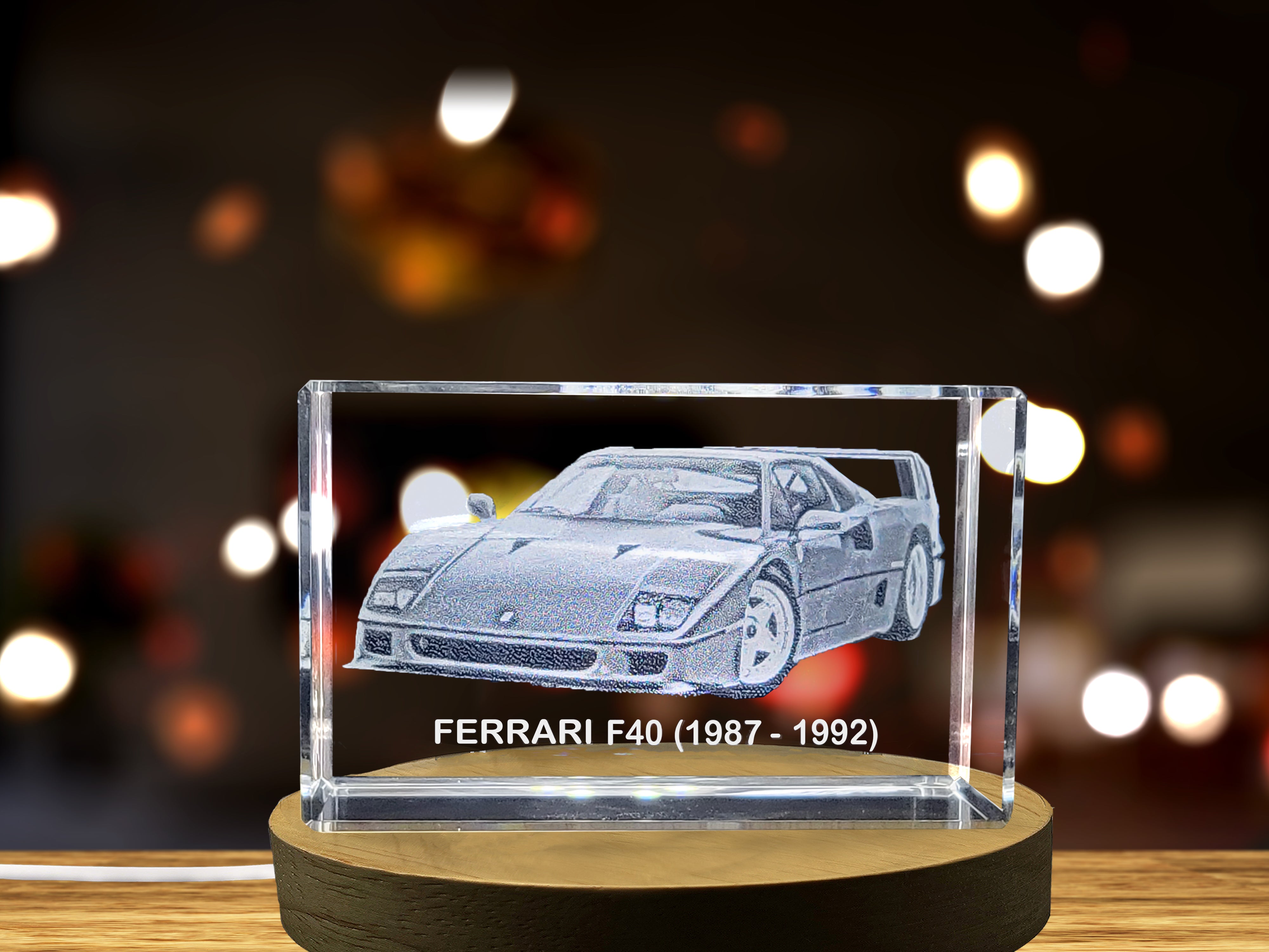 The Legend Unleashed: Ferrari F40 (1987–1992) - 3D Engraved Crystal Tribute A&B Crystal Collection