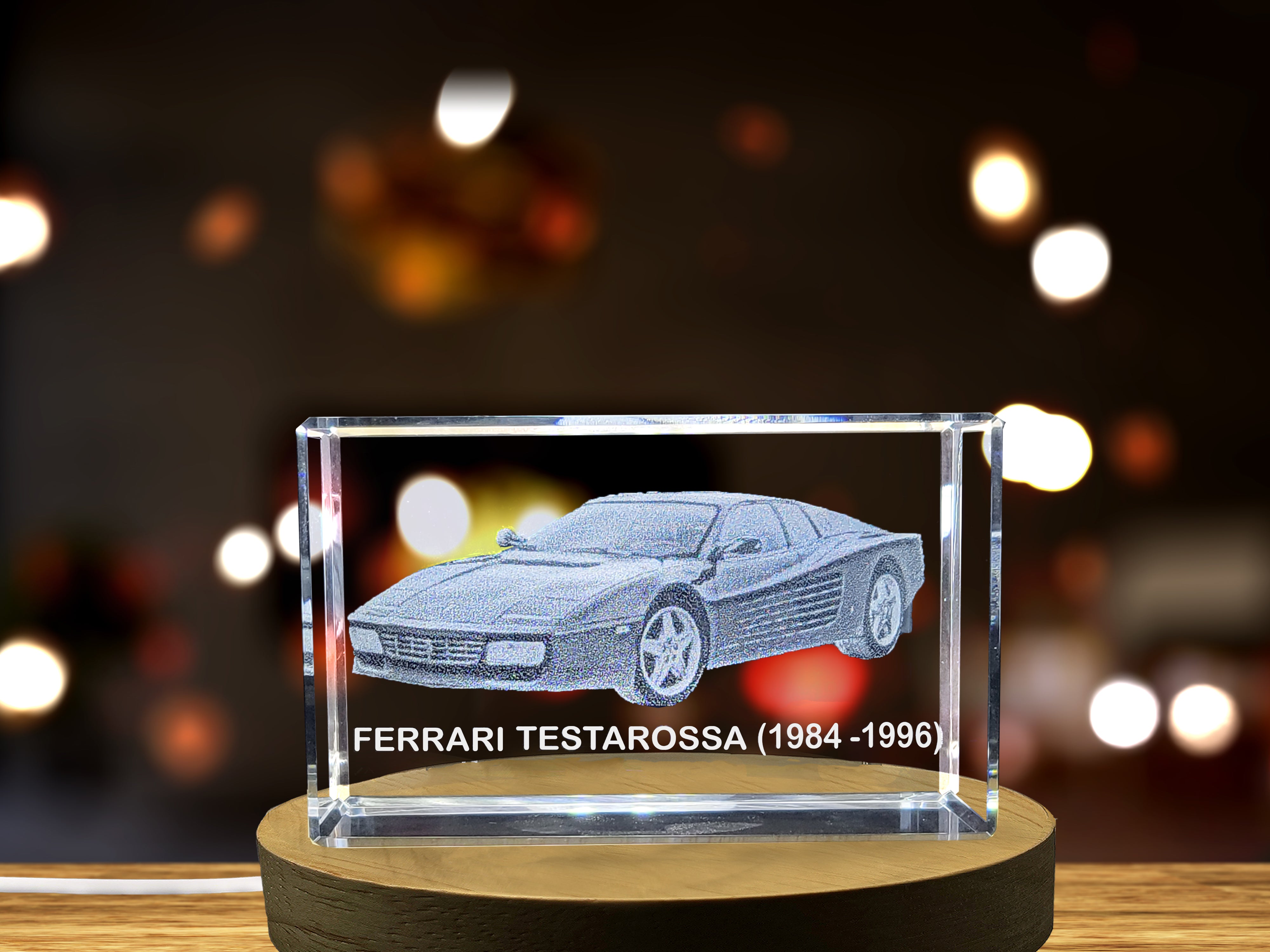 Unleash the Icon: Ferrari Testarossa (1984–1996) - 3D Engraved Crystal Tribute A&B Crystal Collection