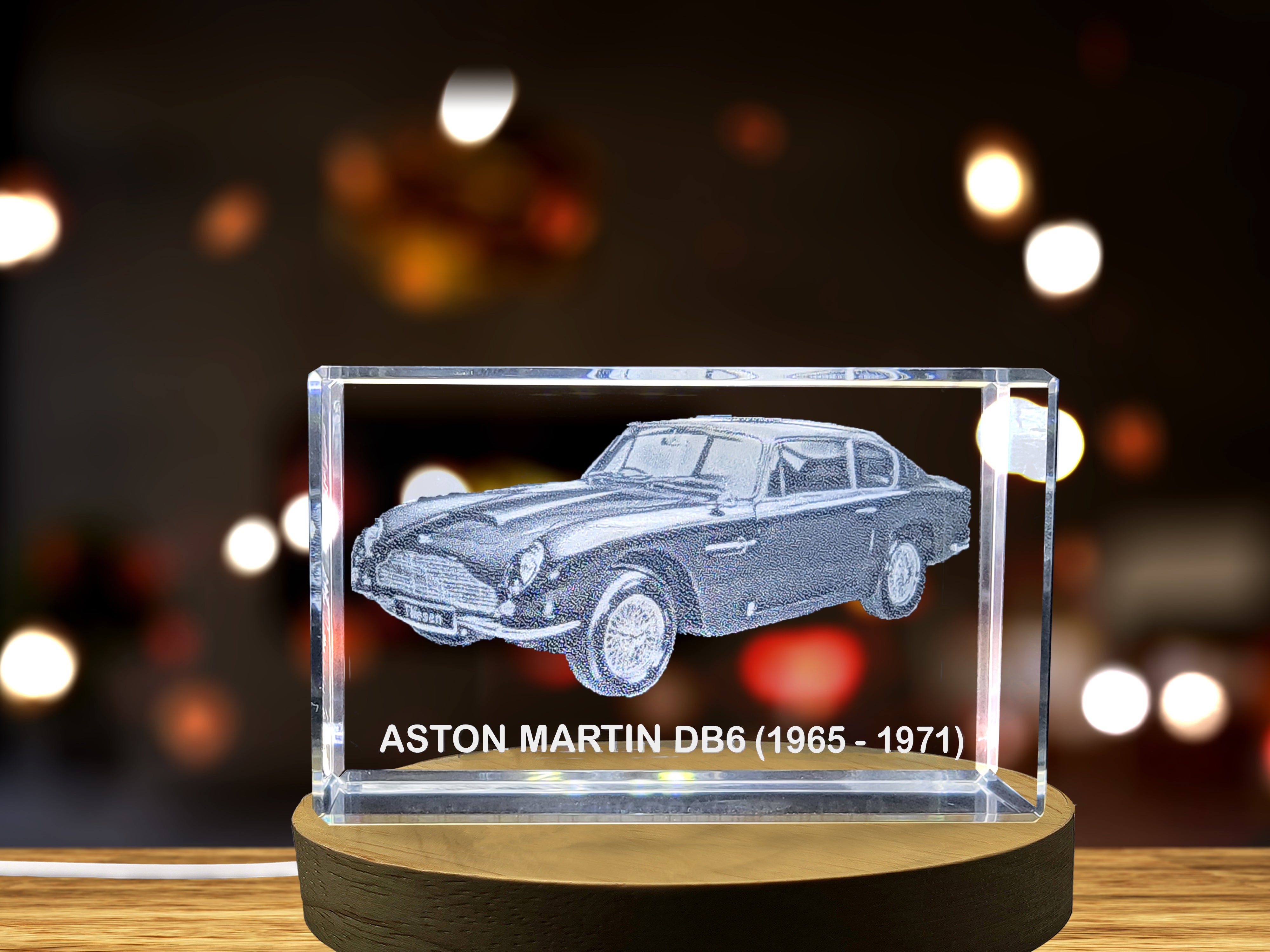Elegance and Power: Aston Martin DB6 (1965–1971) - 3D Engraved Crystal Tribute A&B Crystal Collection