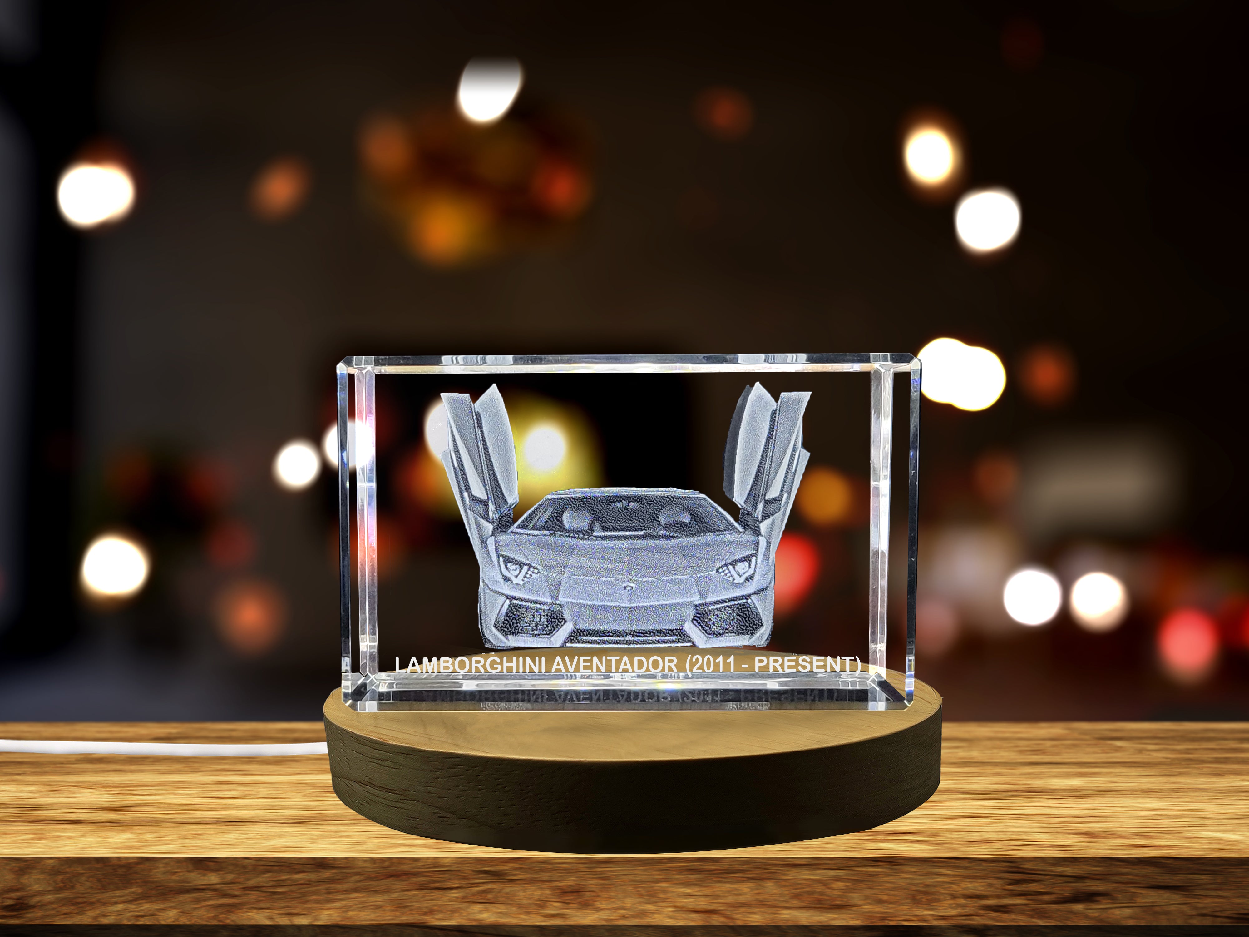 Unleash the Beast: Lamborghini Aventador (2011–Present) - 3D Engraved Crystal Tribute A&B Crystal Collection