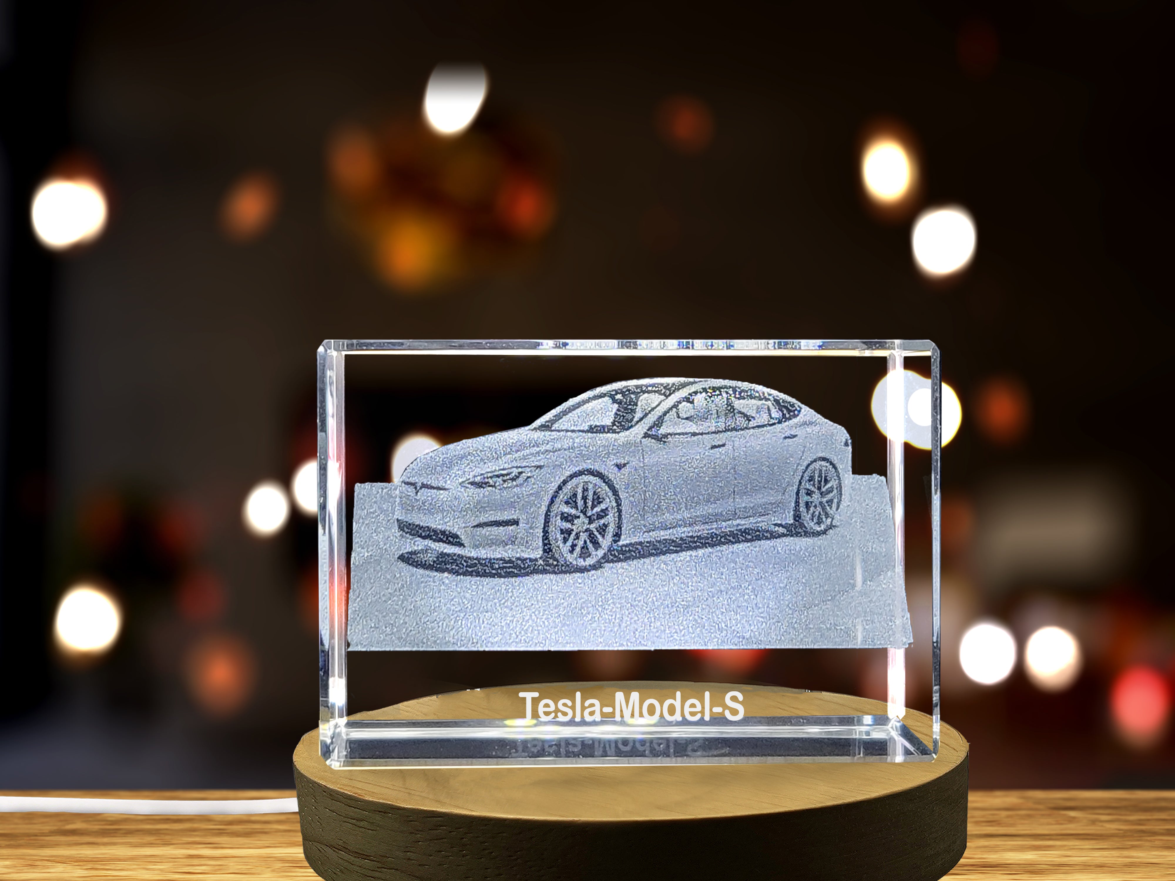 Electrifying Elegance: Tesla Model S - 3D Engraved Crystal Tribute A&B Crystal Collection