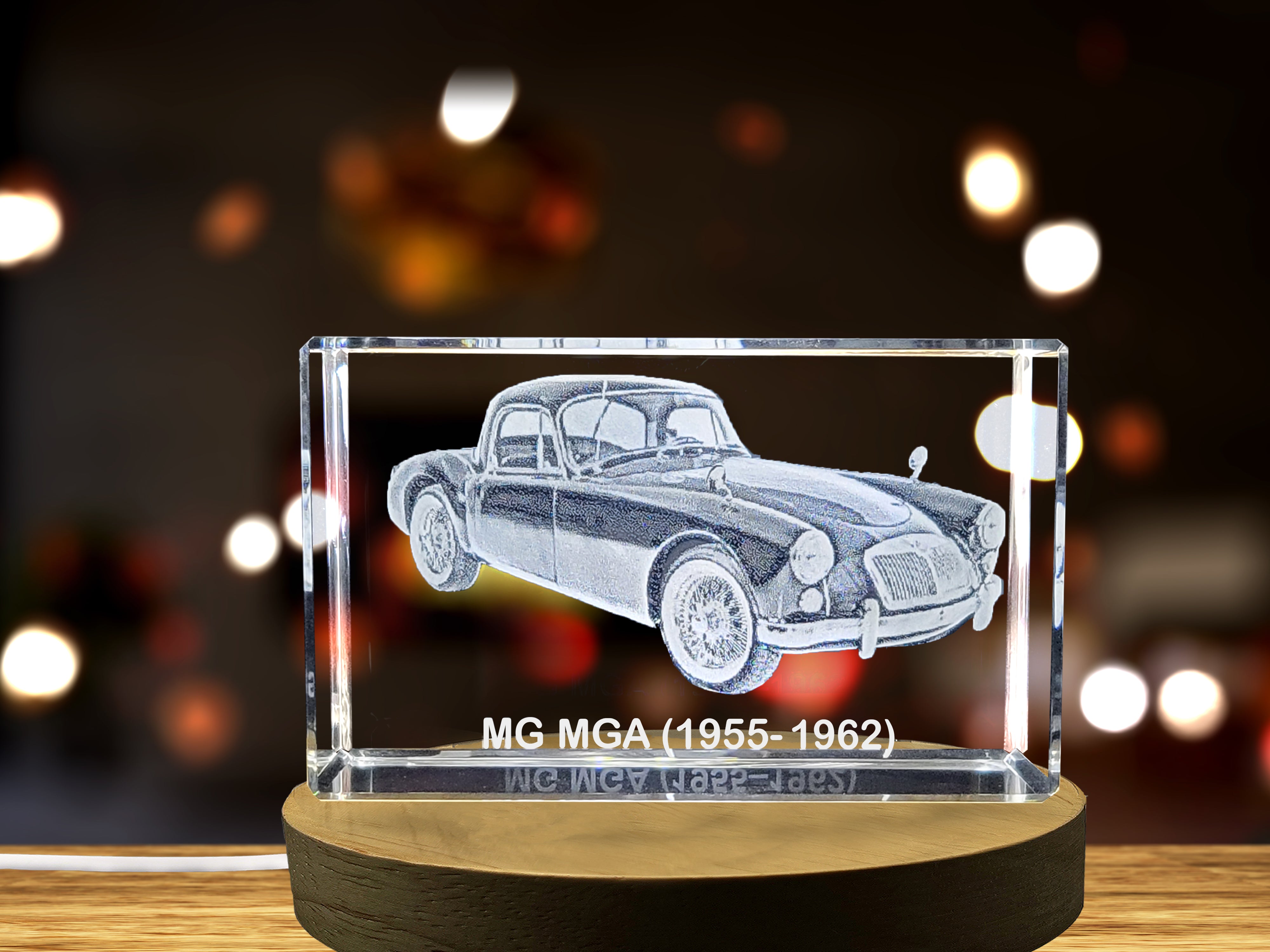 Classic British Beauty: MG MGA (1955–1962) - 3D Engraved Crystal Tribute A&B Crystal Collection