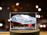Unleash the Supercar Legend: Bugatti Veyron (2005–2011) - 3D Engraved Crystal Tribute A&B Crystal Collection