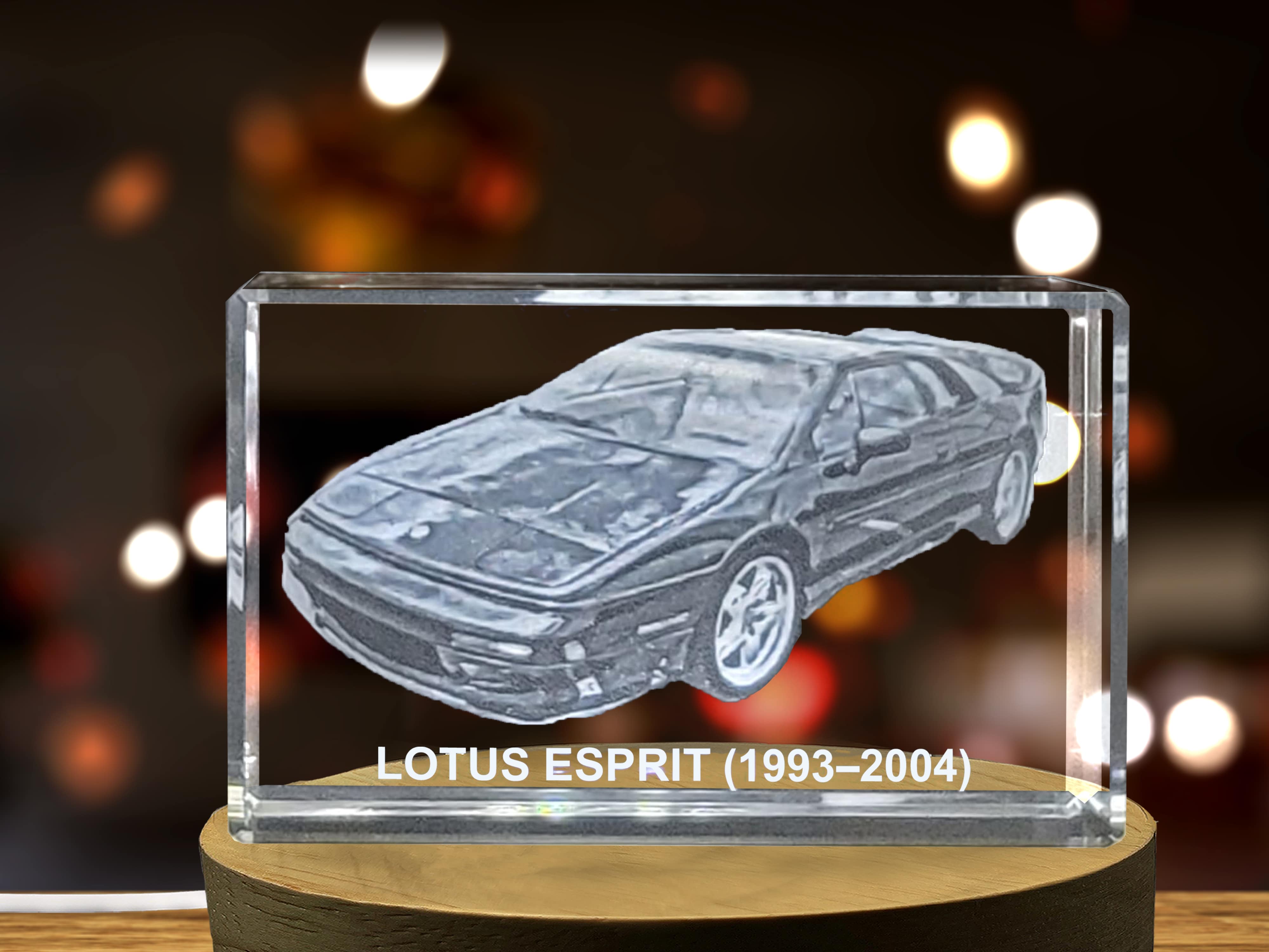 Exquisite 3D Engraved Crystal of the Iconic 1993-2004 Lotus Esprit Sports Car A&B Crystal Collection