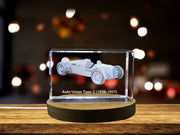 The Silver Arrow Legacy: Auto Union Type C (1936–1937) - 3D Engraved Crystal Tribute