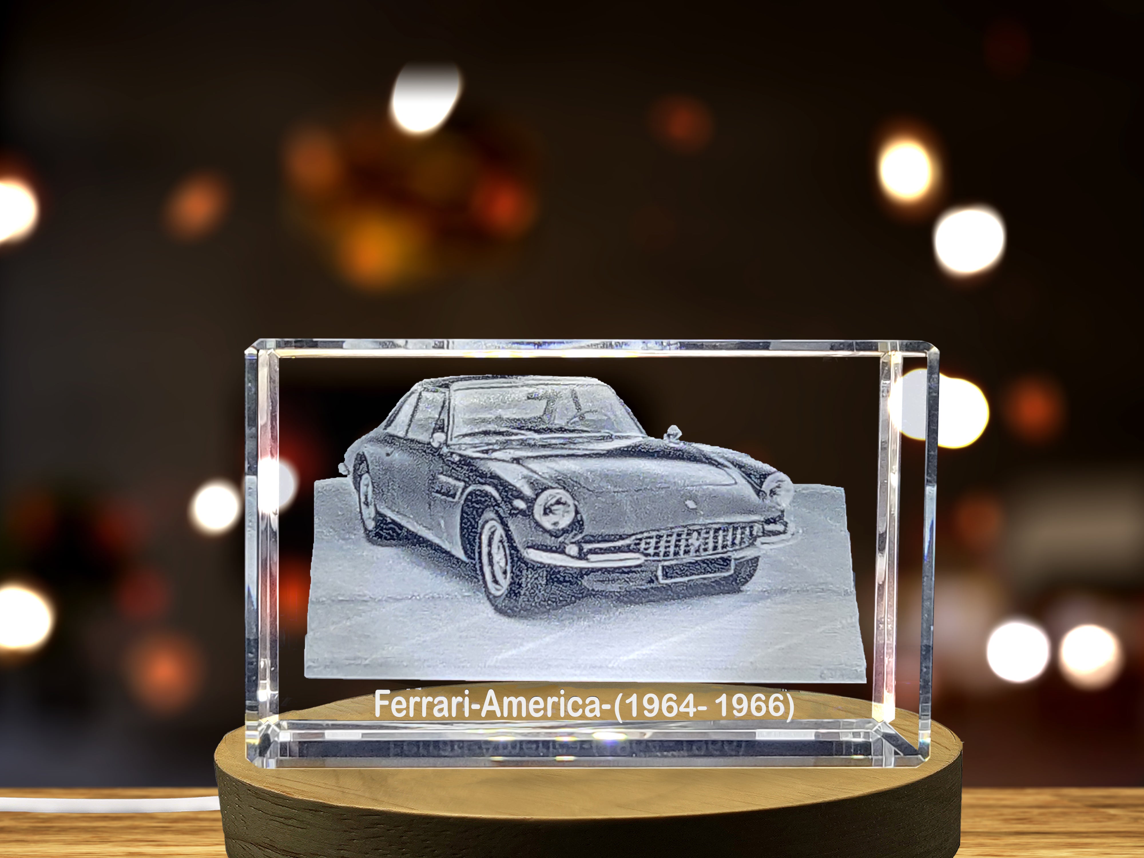 Timeless Italian Grand Touring: Ferrari America (1964–1966) - 3D Engraved Crystal Tribute A&B Crystal Collection