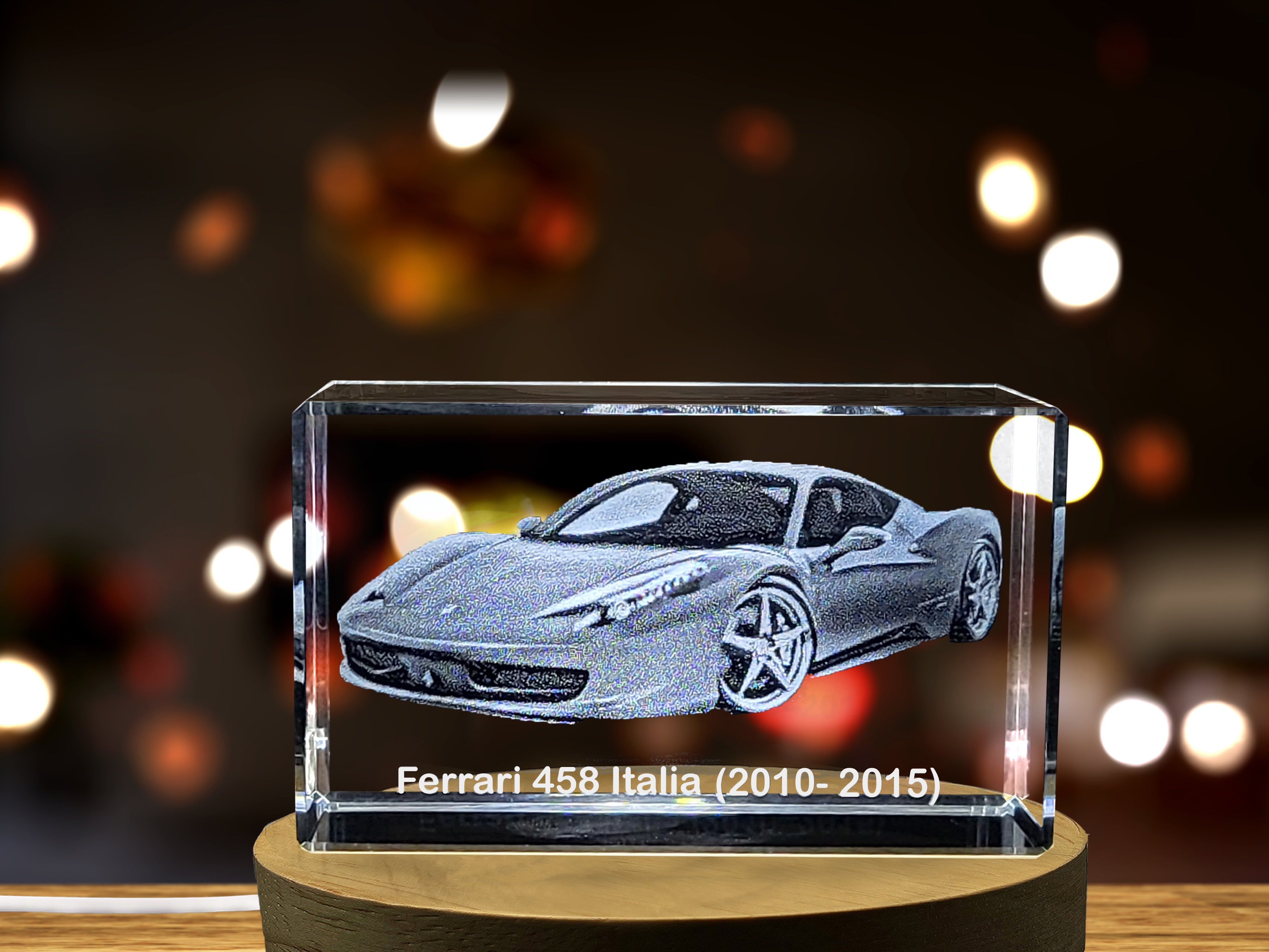 Ferrari 458 Italia (2010–2015): A Symphony of Speed and Beauty Immortalized in 3D Engraved Crystal A&B Crystal Collection