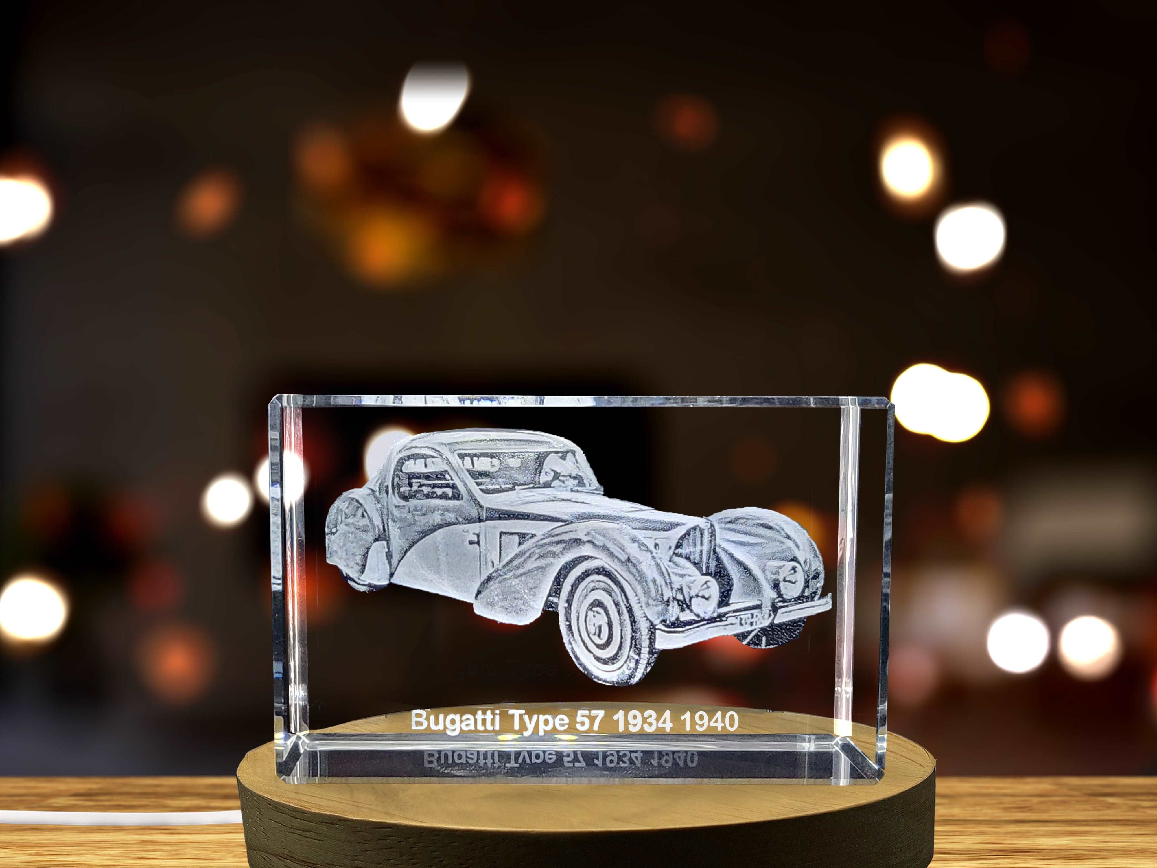Artistic Mastery: Bugatti Type 57 (1934–1940) - 3D Engraved Crystal Tribute A&B Crystal Collection