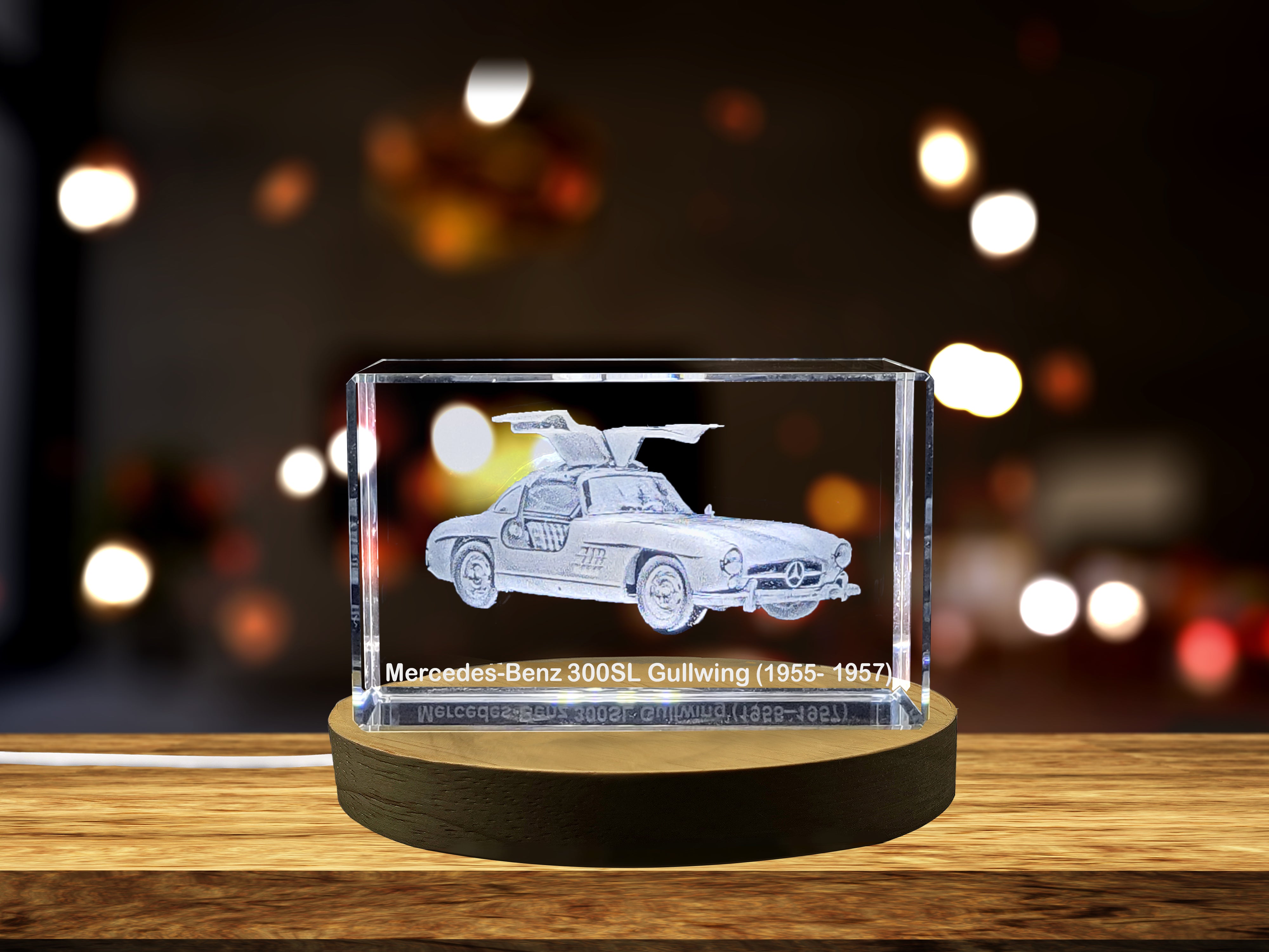 Mercedes-Benz 300SL "Gullwing" Supercar Collectible Crystal Sculpture | Iconic 1955-1957 Model A&B Crystal Collection