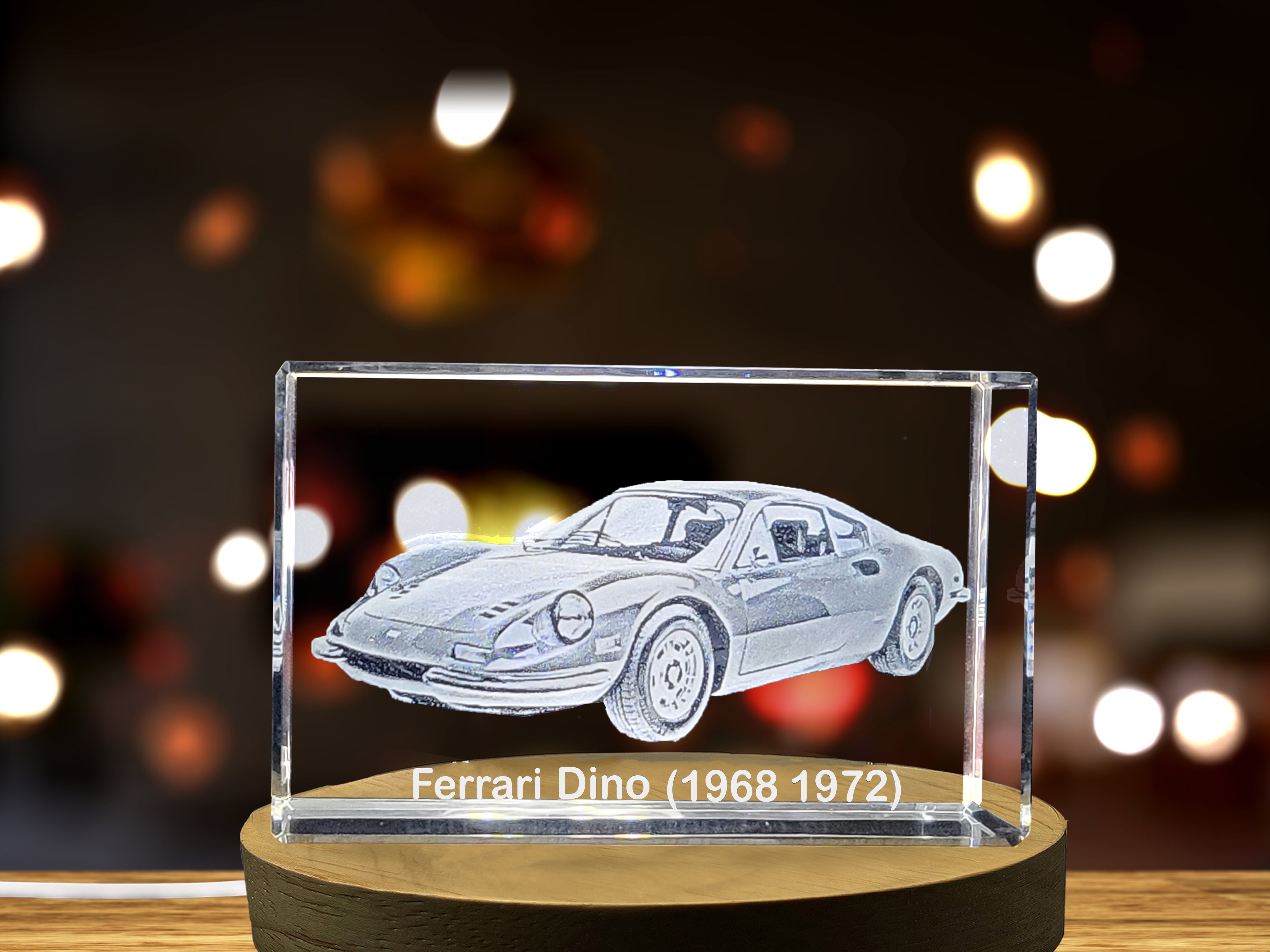 Ferrari Dino Iconic Supercar Collectible Crystal Sculpture | Stylish 1968-1972 Mid-Engine Innovation A&B Crystal Collection