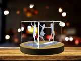 Tap Dancers 3D Engraved Crystal Pendant - Made-to-Order, High-Quality Glass A&B Crystal Collection