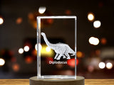 Diplodocus Dinosaur 3D Engraved Crystal | 3D Engraved Crystal Keepsake A&B Crystal Collection