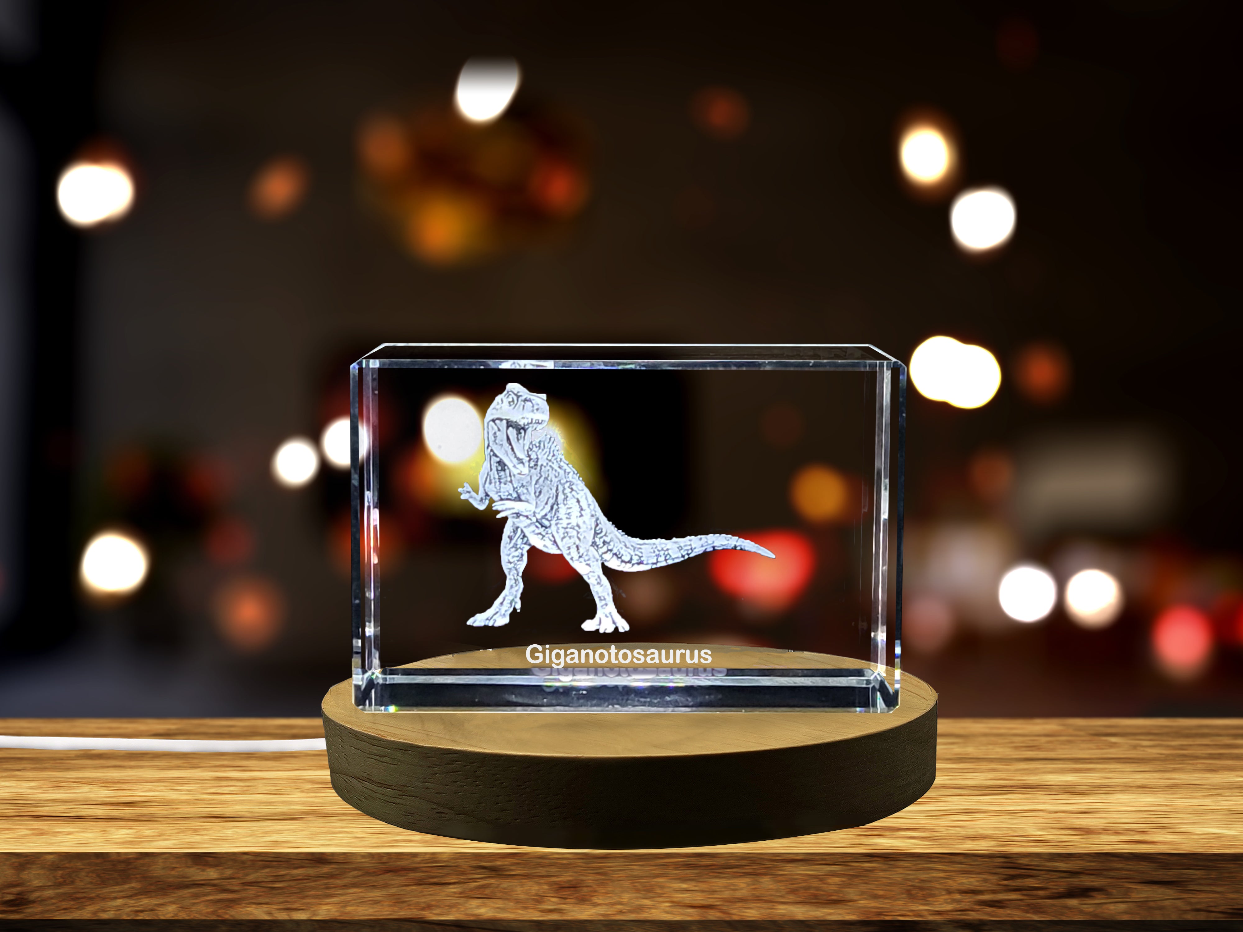 Giganotosaurus | Dinosaurs 3D Engraved Crystal A&B Crystal Collection