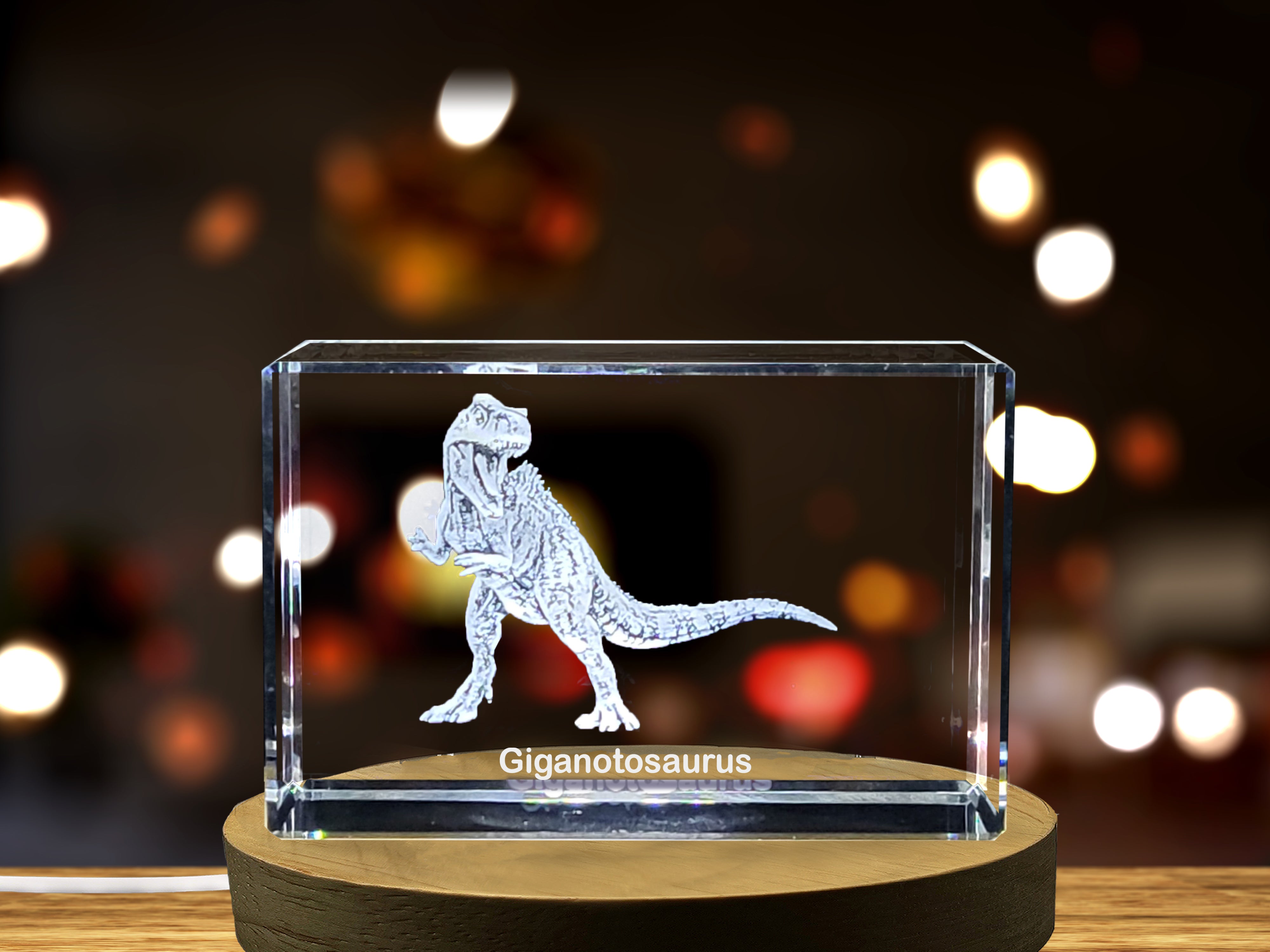 Giganotosaurus | Dinosaurs 3D Engraved Crystal A&B Crystal Collection