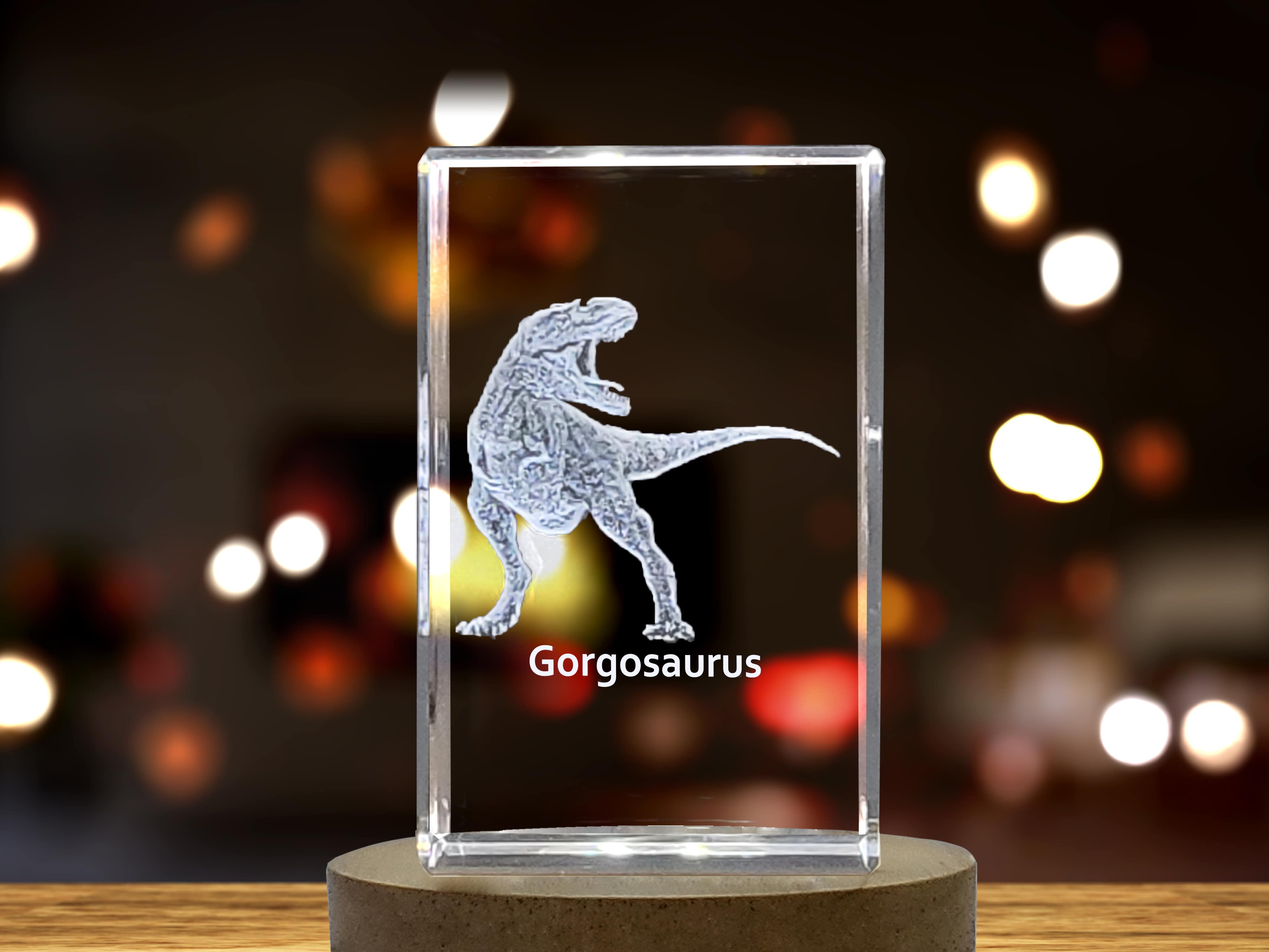 Gorgosaurus Dinosaur 3D Engraved Crystal 3D Engraved Crystal Keepsake/Gift/Decor/Collectible/Souvenir A&B Crystal Collection