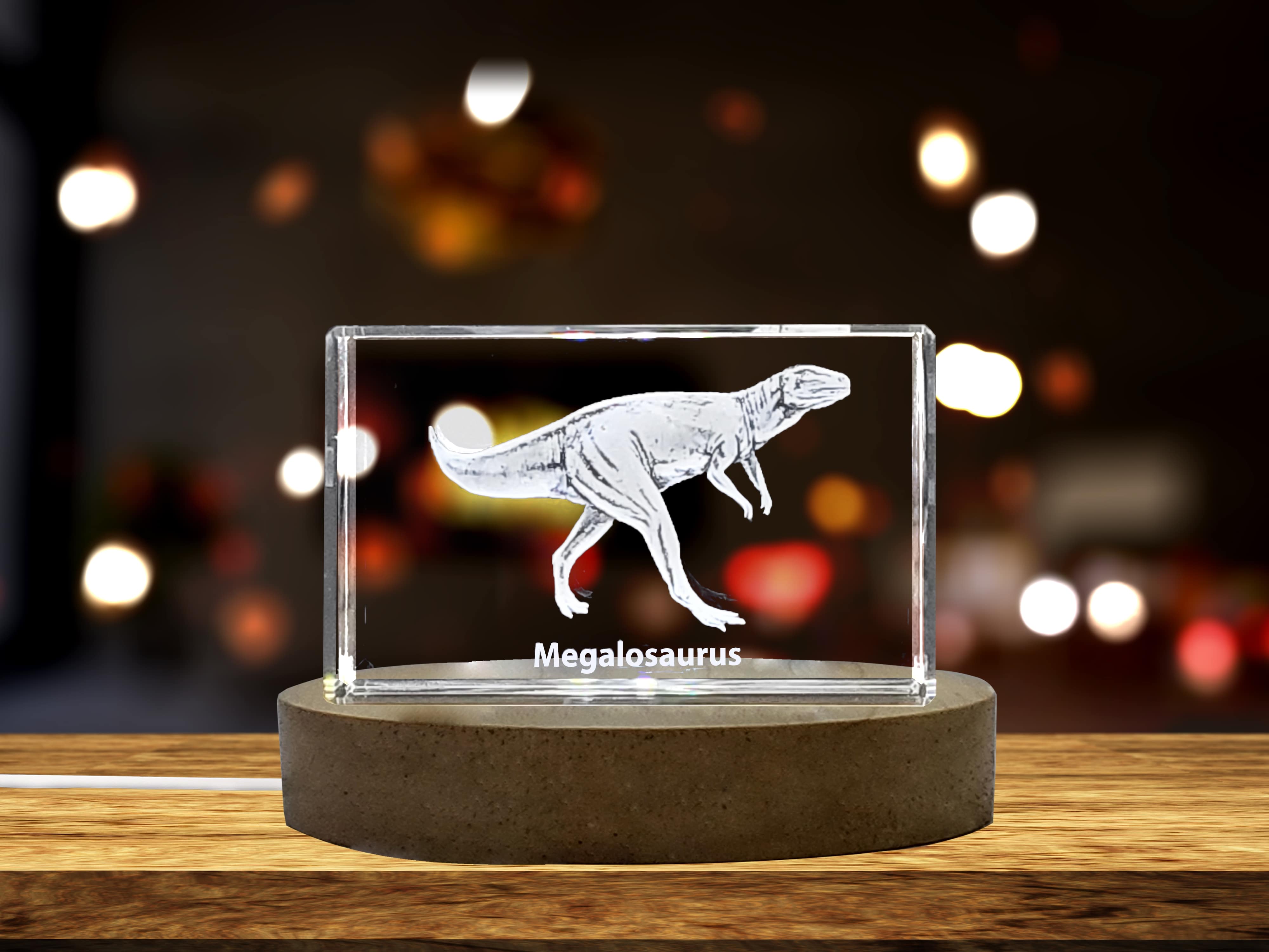 Megalosaurus Dinosaur 3D Engraved Crystal 3D Engraved Crystal Keepsake/Gift/Decor/Collectible/Souvenir A&B Crystal Collection