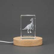 Parasaurolophus Dinosaur 3D Engraved Crystal 3D