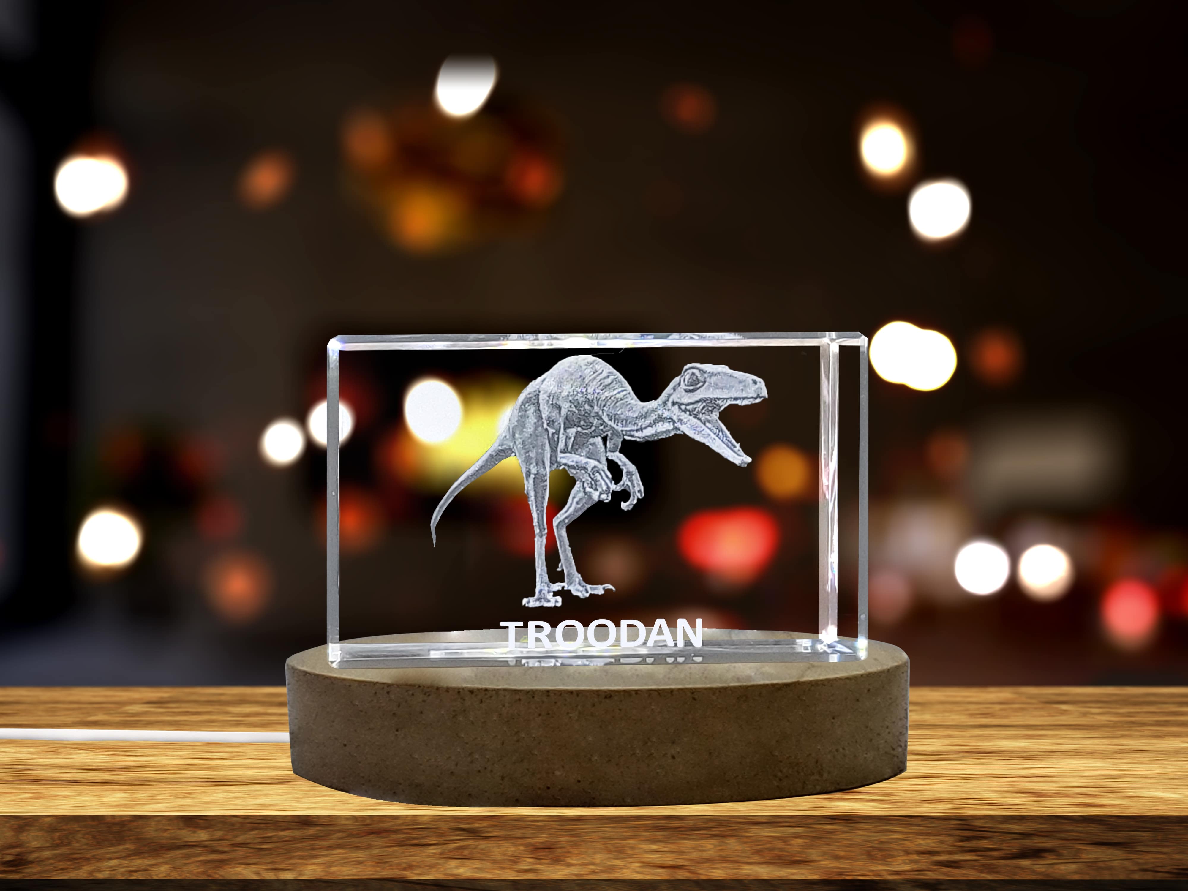 Troodon Dinosaur 3D Engraved Crystal 3D Engraved Crystal Keepsake/Gift/Decor/Collectible/Souvenir A&B Crystal Collection