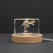 Troodon Dinosaur 3D Engraved Crystal Recognition Trophy — Made in Canada