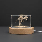 Troodon Dinosaur 3D Engraved Crystal Recognition Trophy — Made in Canada - Custom Award From A&B Crystal Collection