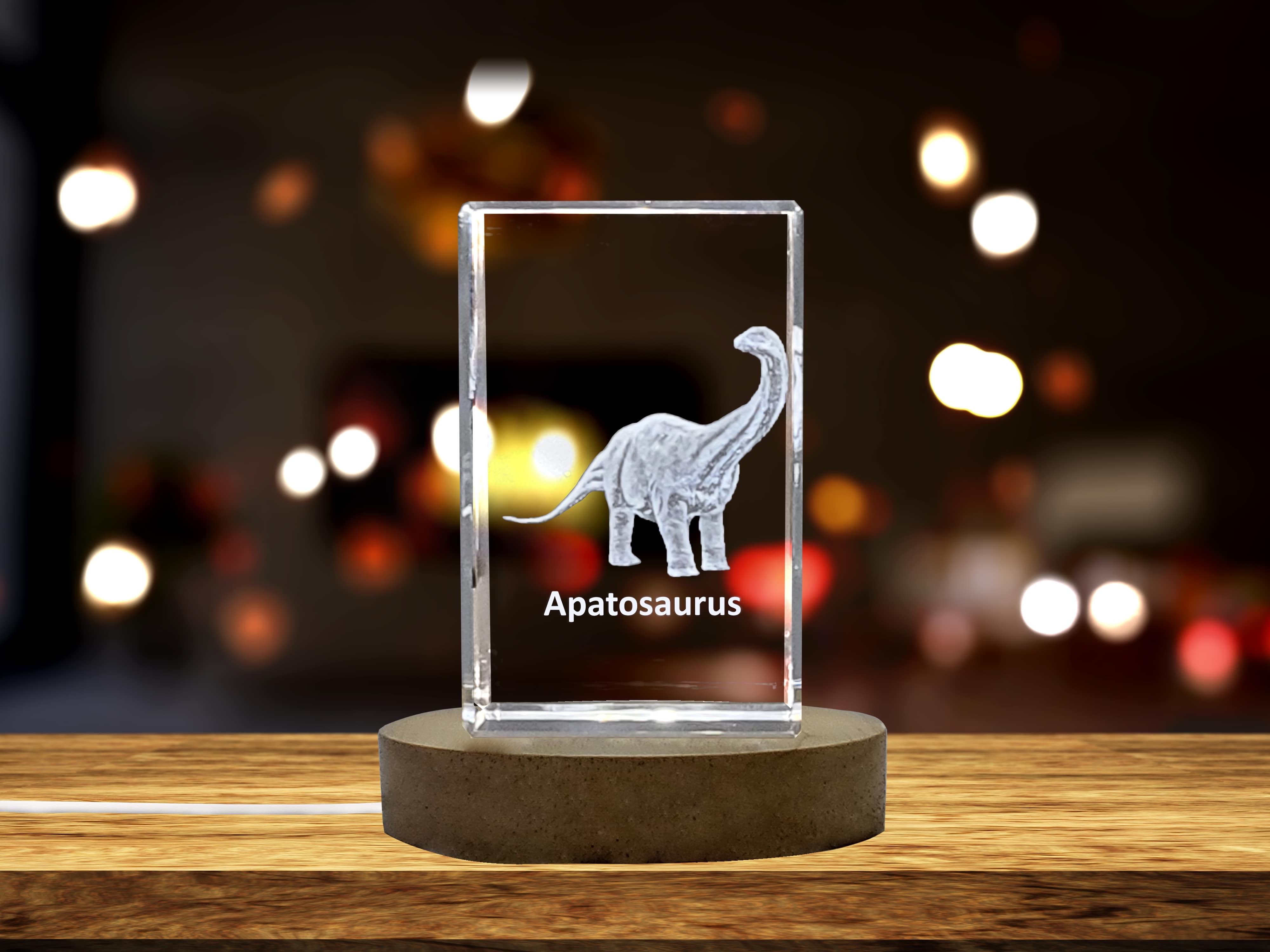 Apatosaurus Dinosaur 3D Engraved Crystal 3D Engraved Crystal Keepsake/Gift/Decor/Collectible/Souvenir A&B Crystal Collection