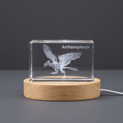 Archaeopteryx Dinosaur 3D Engraved Crystal Trophy Recognition Award – Elegant Keepsake for Collectors