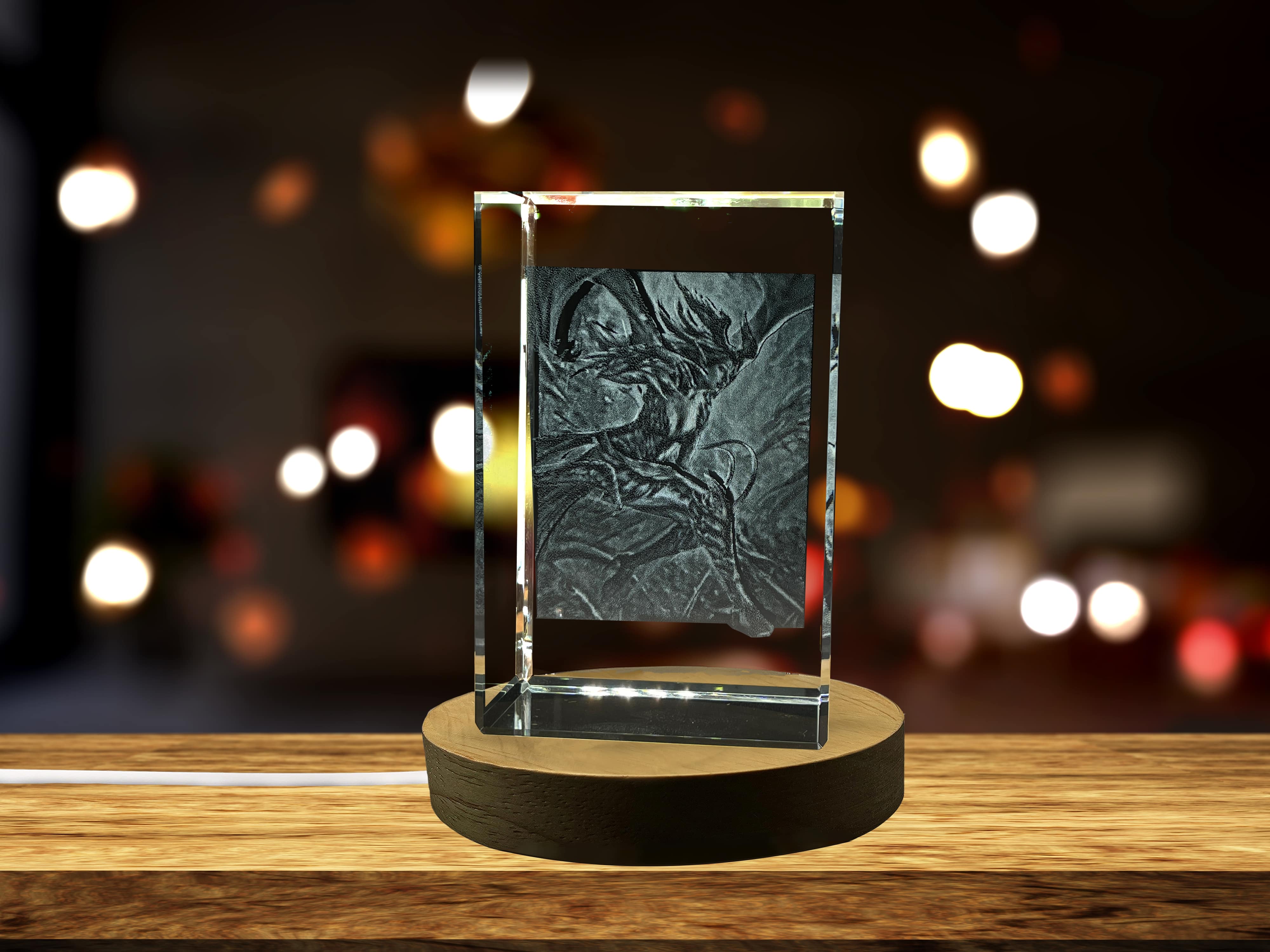Engraved Crystal Harpies Art | 3D Laser Etched | Canadian-Made | Gift Box Included A&B Crystal Collection