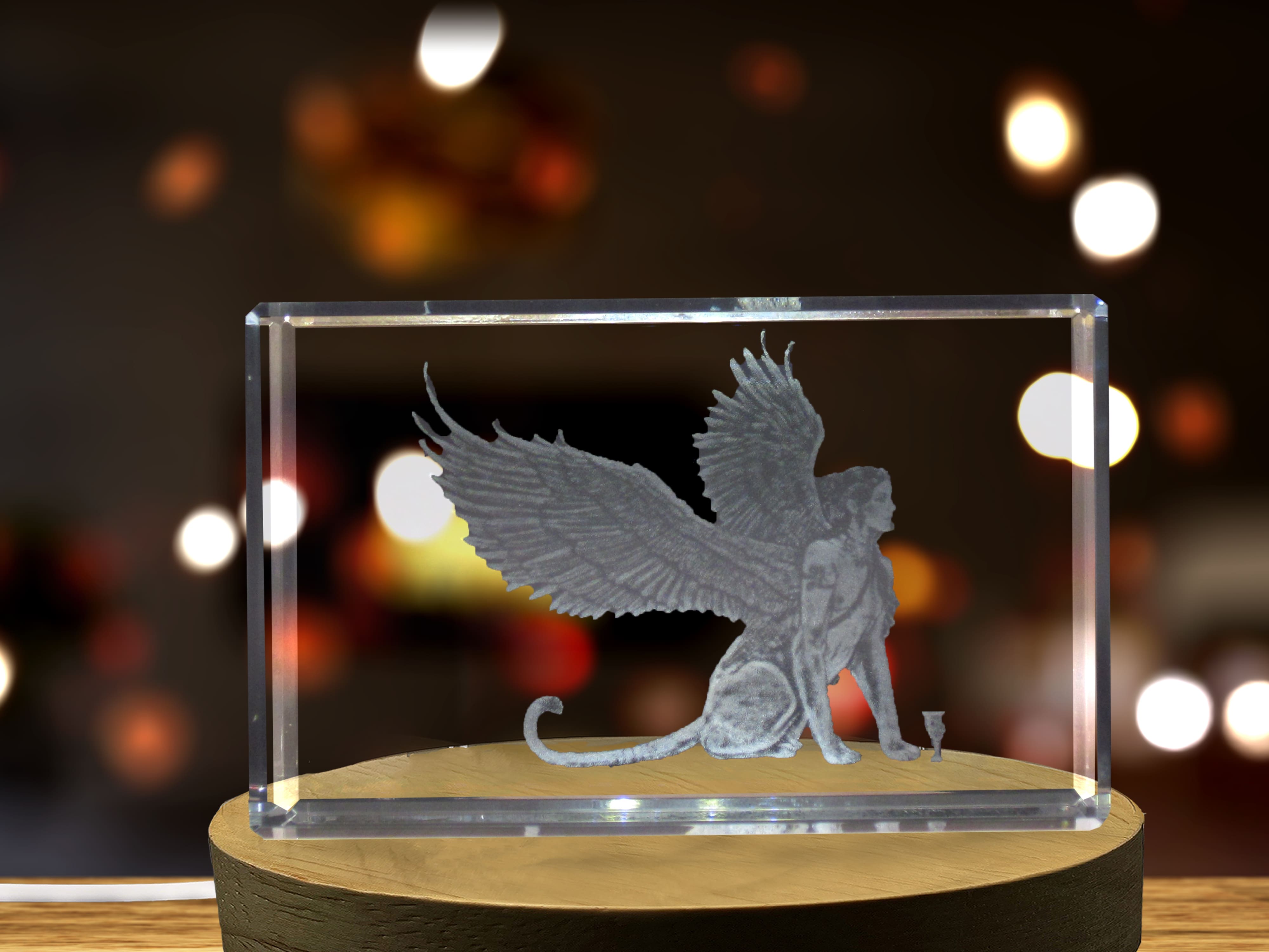 Sphinx 3D Engraved Crystal 3D Engraved Crystal Keepsake/Gift/Decor/Collectible/Souvenir A&B Crystal Collection
