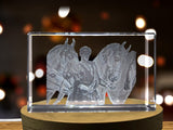 Diomedes and his Mares 3D Engraved Crystal 3D Engraved Crystal Keepsake/Gift/Decor/Collectible/Souvenir A&B Crystal Collection