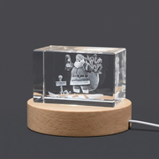 Santa Claus 3D Engraved Crystal Trophy Recognition Award with LED Base - Exquisite Holiday Decor