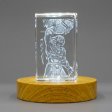 Recognition Re 3D Engraved Crystal Trophy Award - Sun God Re Keepsake with Free LED Base Light - Custom Award From A&B Crystal Collection