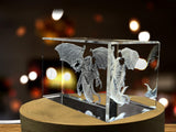 Typhon Art 3D Engraved Crystal Keepsake with Free LED Base Light A&B Crystal Collection