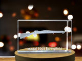 Model 1903 Springfield Rifle Design Laser Engraved Display Crystal A&B Crystal Collection