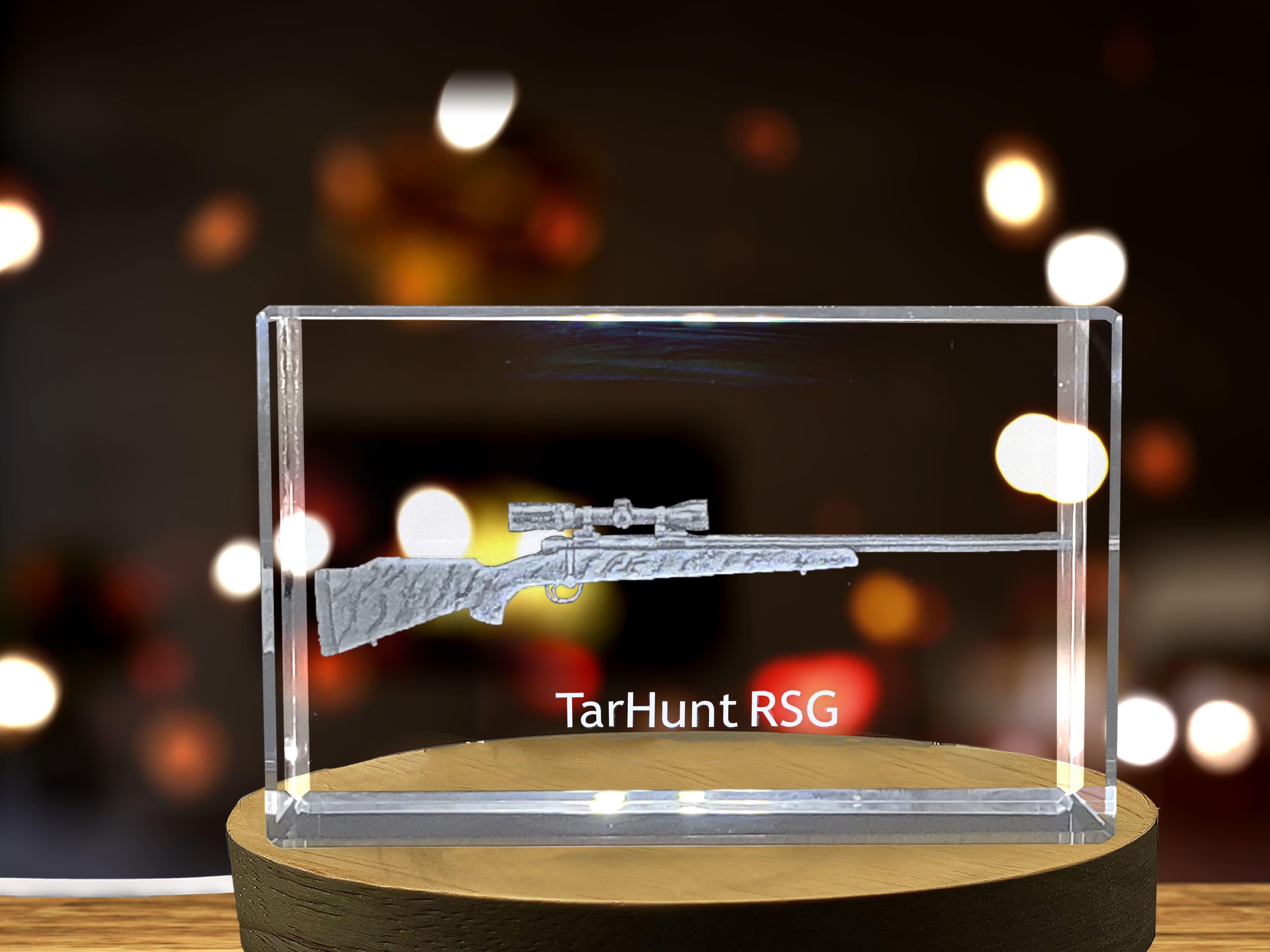 TarHunt RSG Bolt-Action Rifle Design Laser Engraved Crystal Display A&B Crystal Collection
