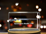 Remington Model 1100 Semi-Automatic Shotgun Design Laser Engraved Crystal Display A&B Crystal Collection
