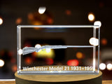 Winchester Model 21 1931-1959 Shotgun Design Laser Engraved Display Crystal A&B Crystal Collection