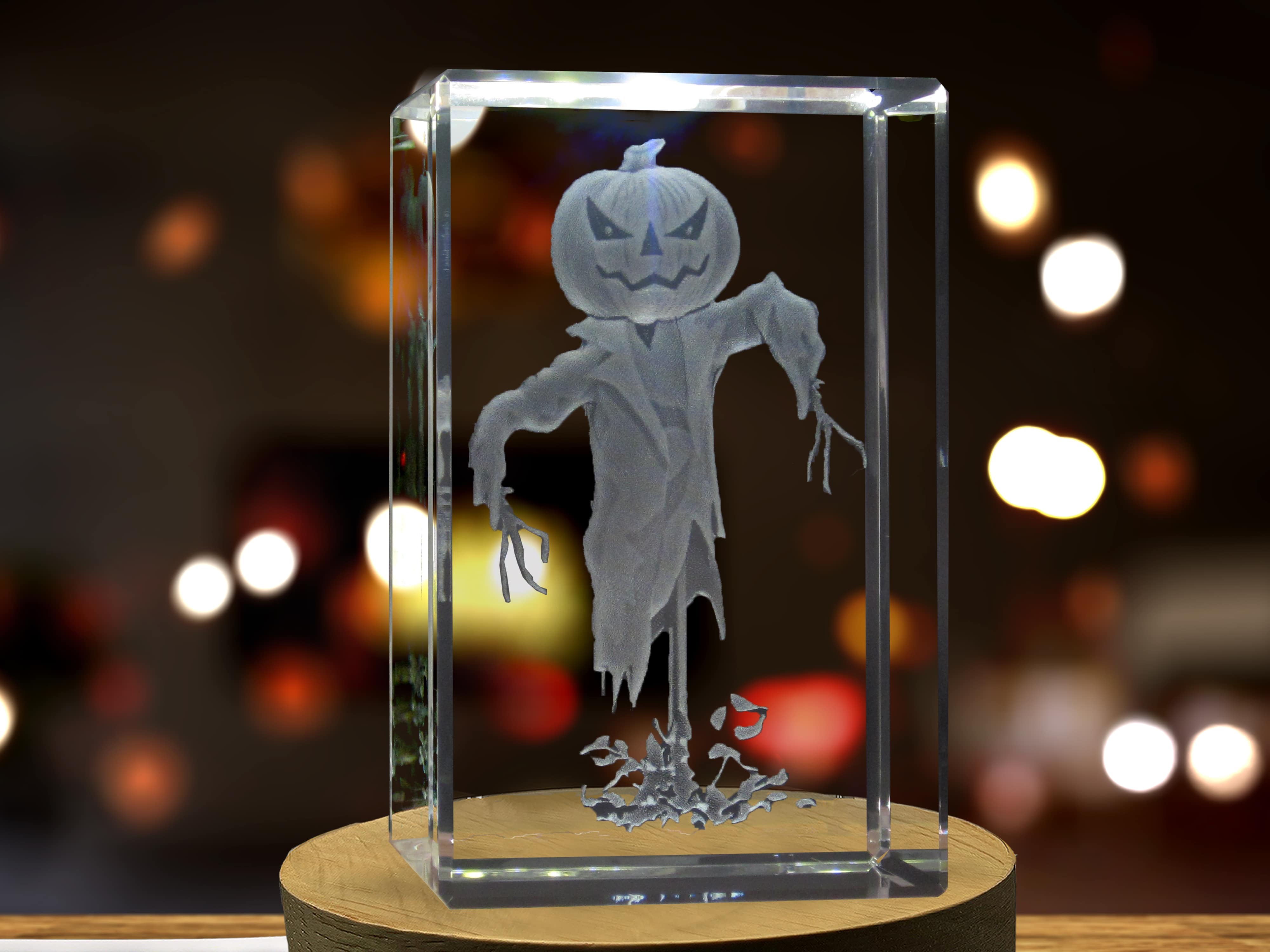 Scarecrow Halloween Symbols 3D Engraved Crystal Decor A&B Crystal Collection