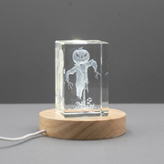 Scarecrow Halloween Recognition Trophy - 3D Engraved Crystal Decor with Free LED Base