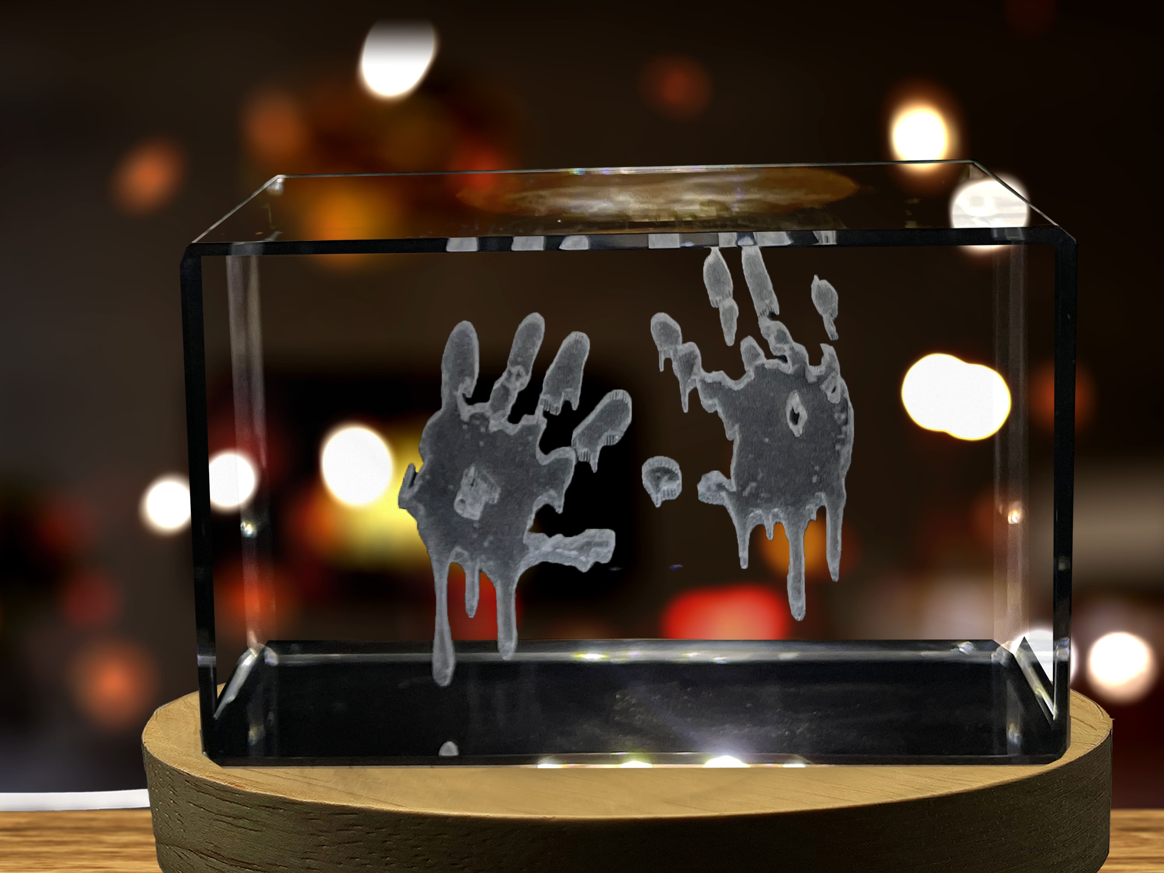 Blood Symbolism 3D Engraved Crystal Decor - Illuminated Halloween Home Decor A&B Crystal Collection