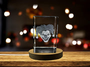Halloween Clowns 3D Engraved Crystal Decor with Free LED Base - Unique Design by A&B Crystal Collection