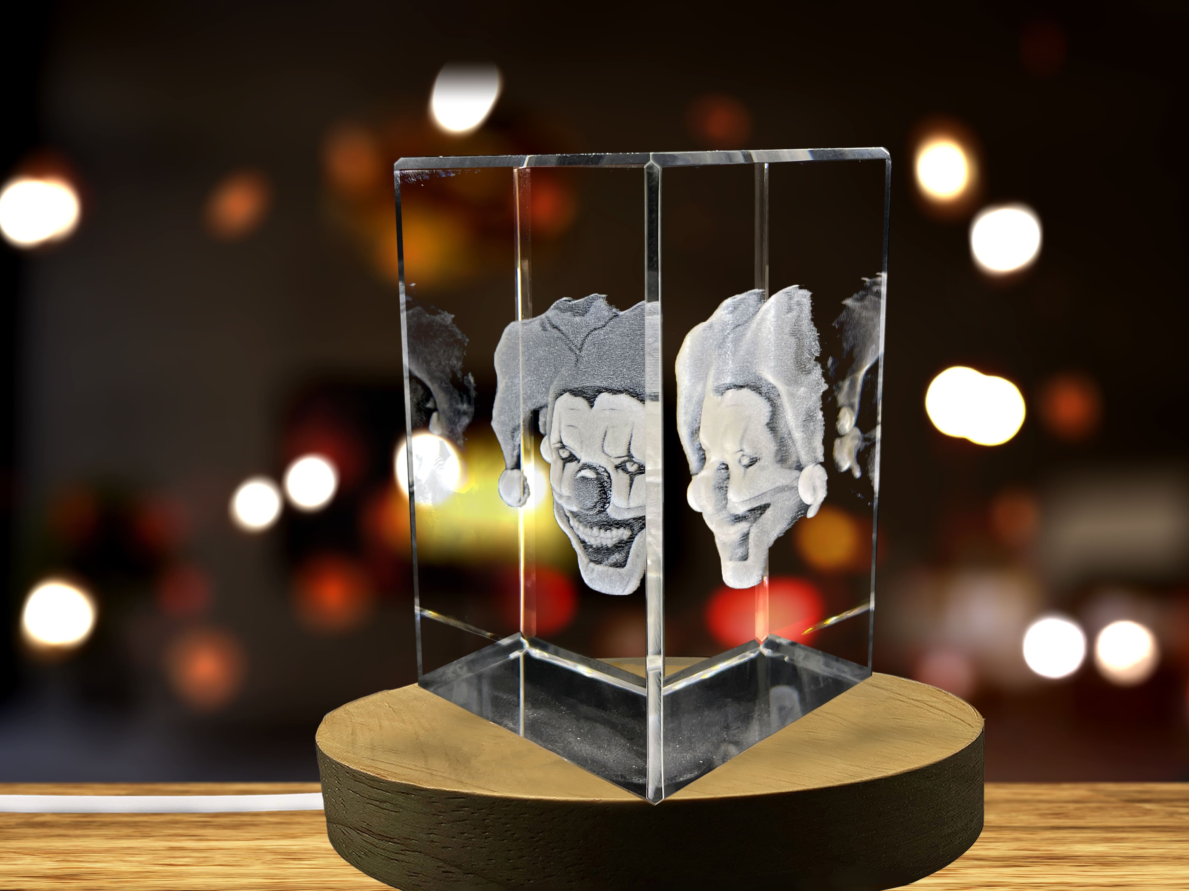 Halloween Clowns 3D Engraved Crystal Decor A&B Crystal Collection