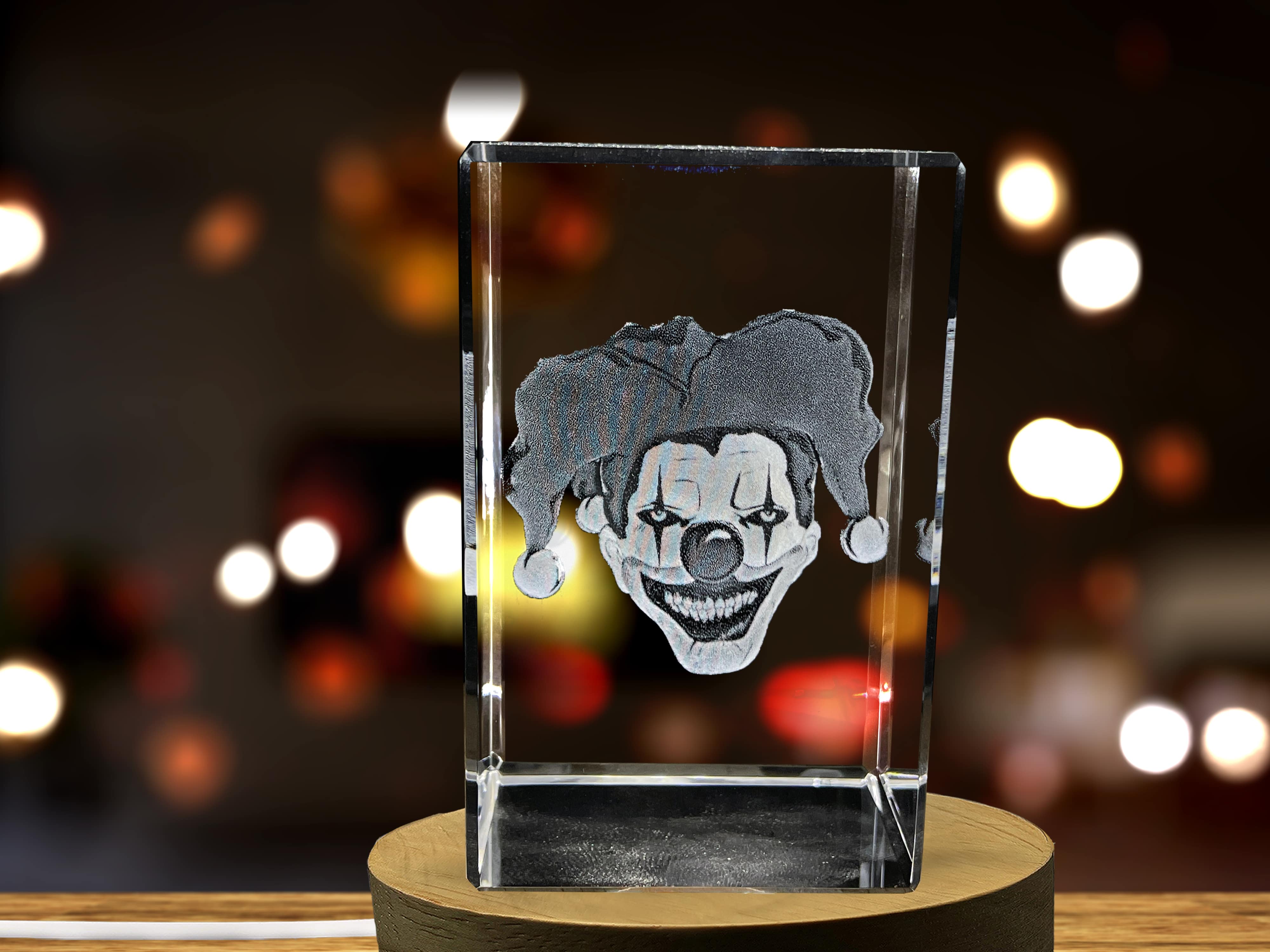 Halloween Clowns 3D Engraved Crystal Decor A&B Crystal Collection