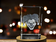 Halloween Clowns 3D Engraved Crystal Decor with Free LED Base - Unique Design by A&B Crystal Collection