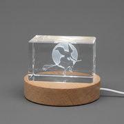 Witch Symbols 3D Engraved Crystal Trophy Recognition Award Decor with LED Base